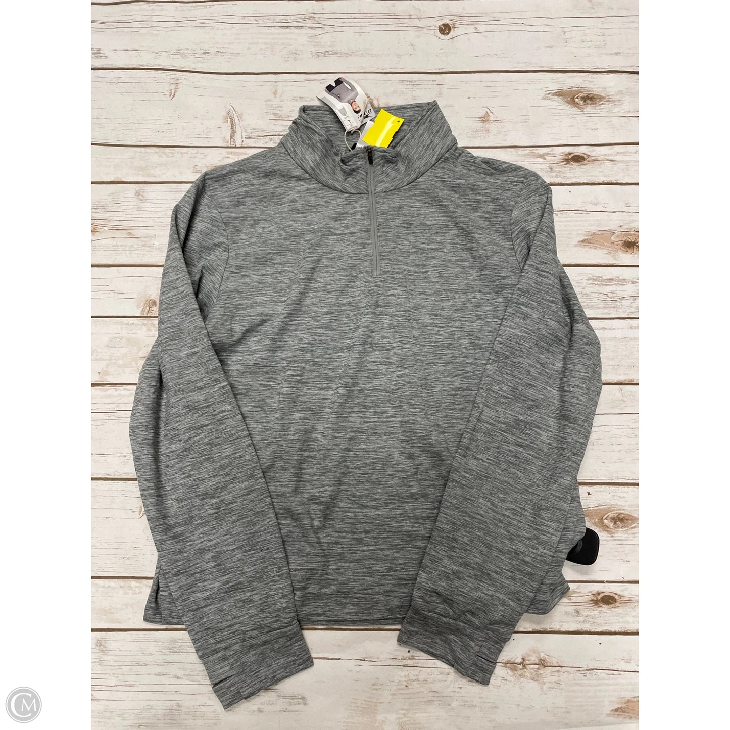 Athletic Top Long Sleeve Collar By Crane In Grey, Size: L