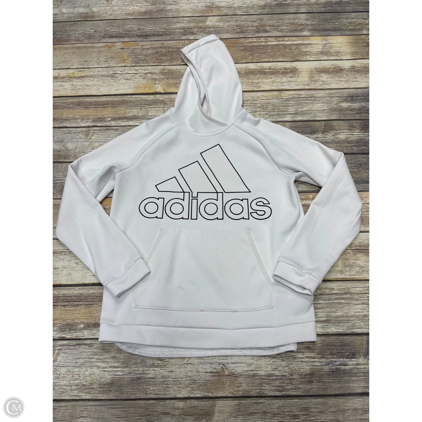 Athletic Sweatshirt Hoodie By Adidas In White, Size: S