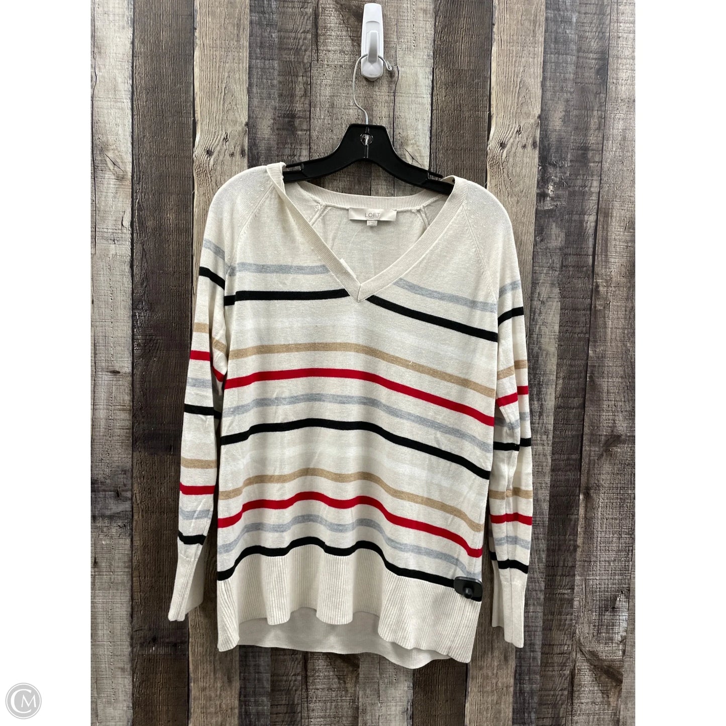 Top Long Sleeve By Loft In Striped Pattern, Size: S