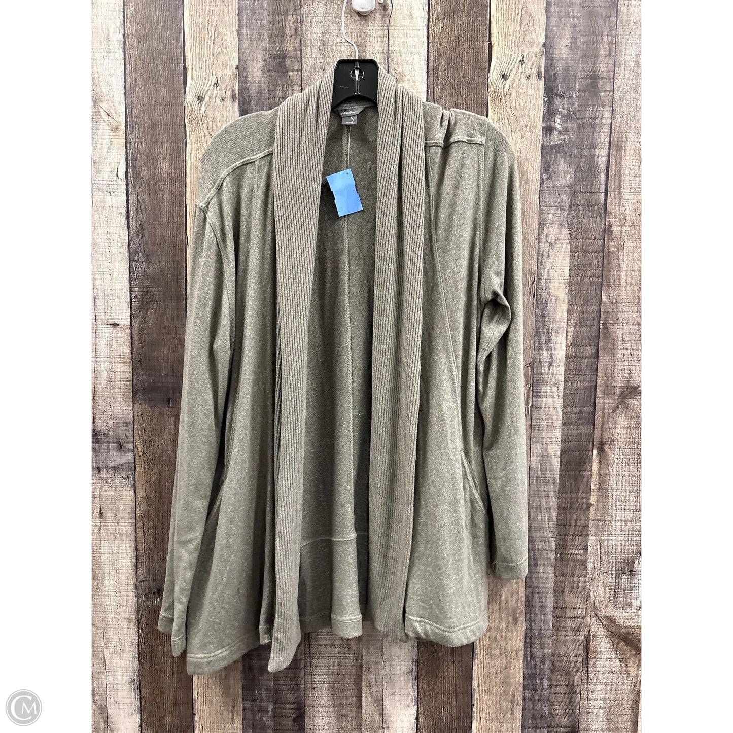 Sweater Cardigan By Eddie Bauer In Green, Size: L