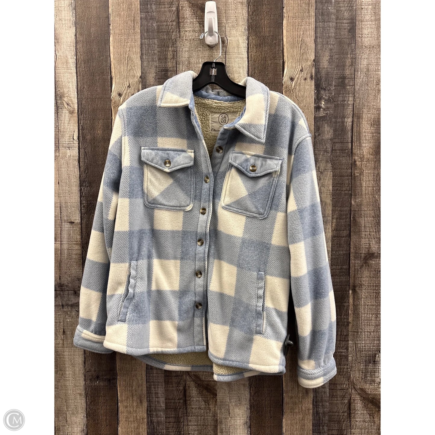 Jacket Shirt By Sage In Blue, Size: M