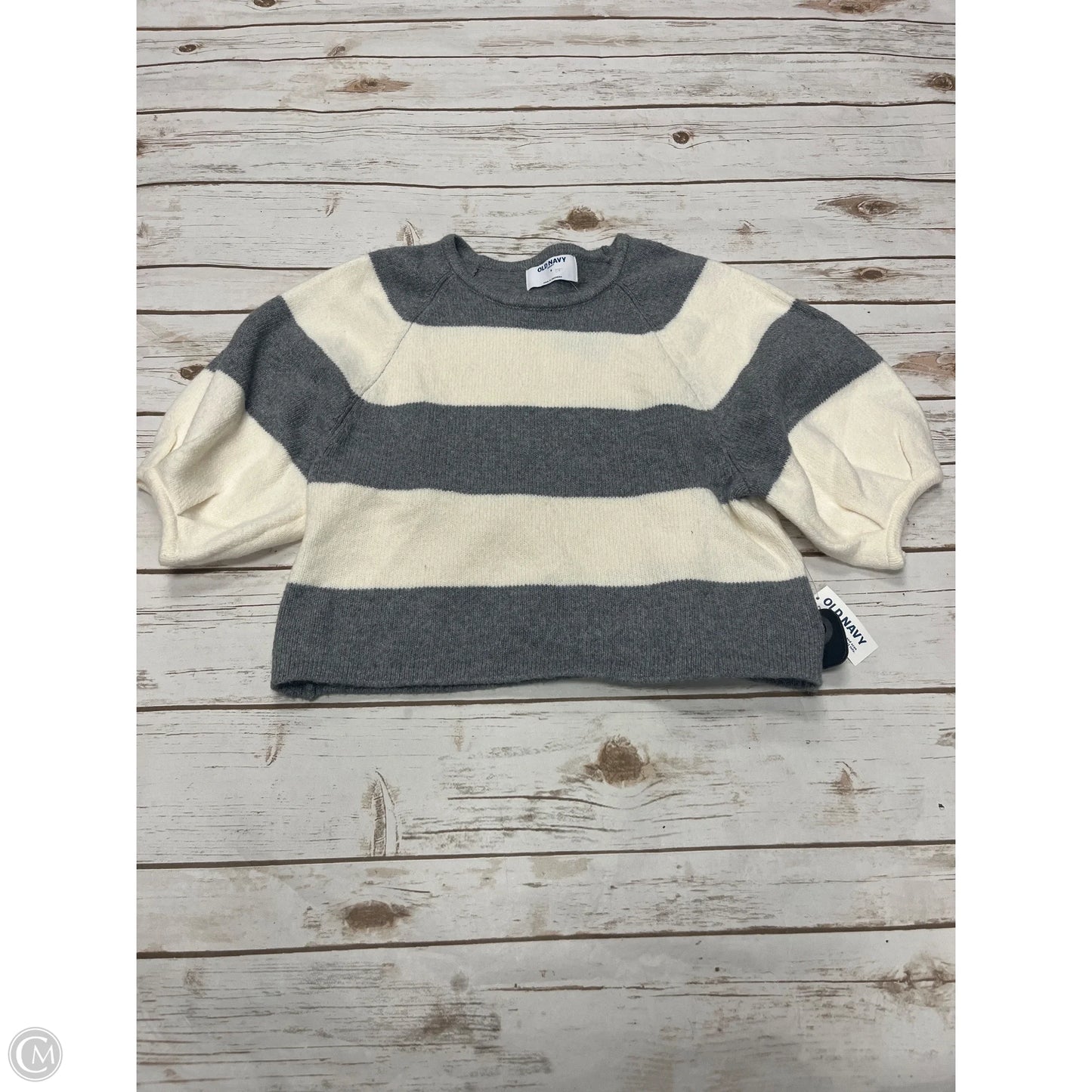 Sweater Short Sleeve By Old Navy In Cream & Grey, Size: S