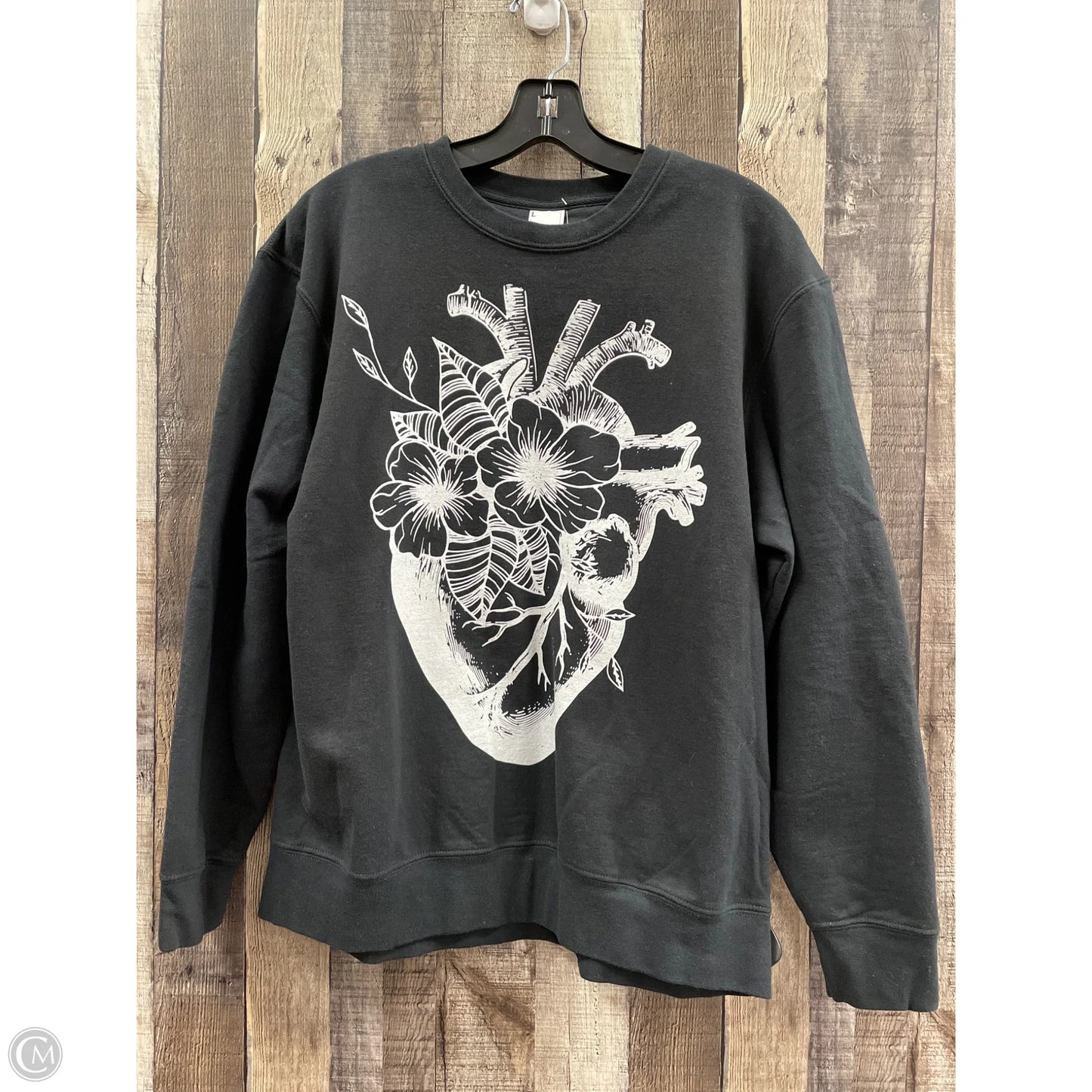 Top Long Sleeve By Cme In Black, Size: L