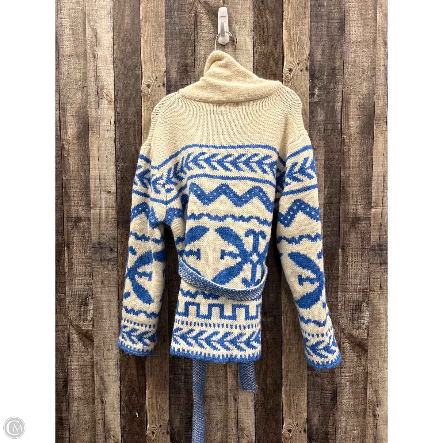 Sweater Cardigan By Cme In Blue & Cream, Size: M