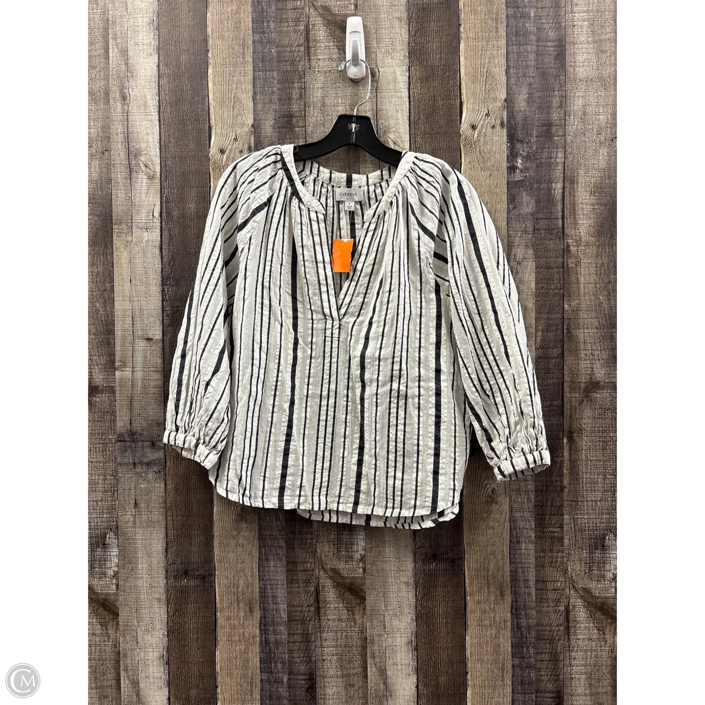 Top Long Sleeve By Evereve In Striped Pattern, Size: S