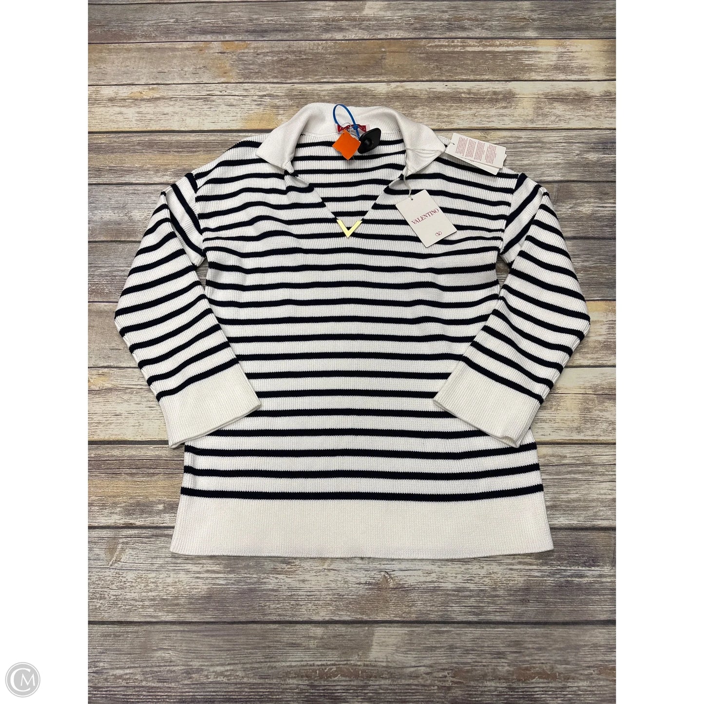 Sweater Luxury Designer By Valentino-garavani In Striped Pattern, Size: S