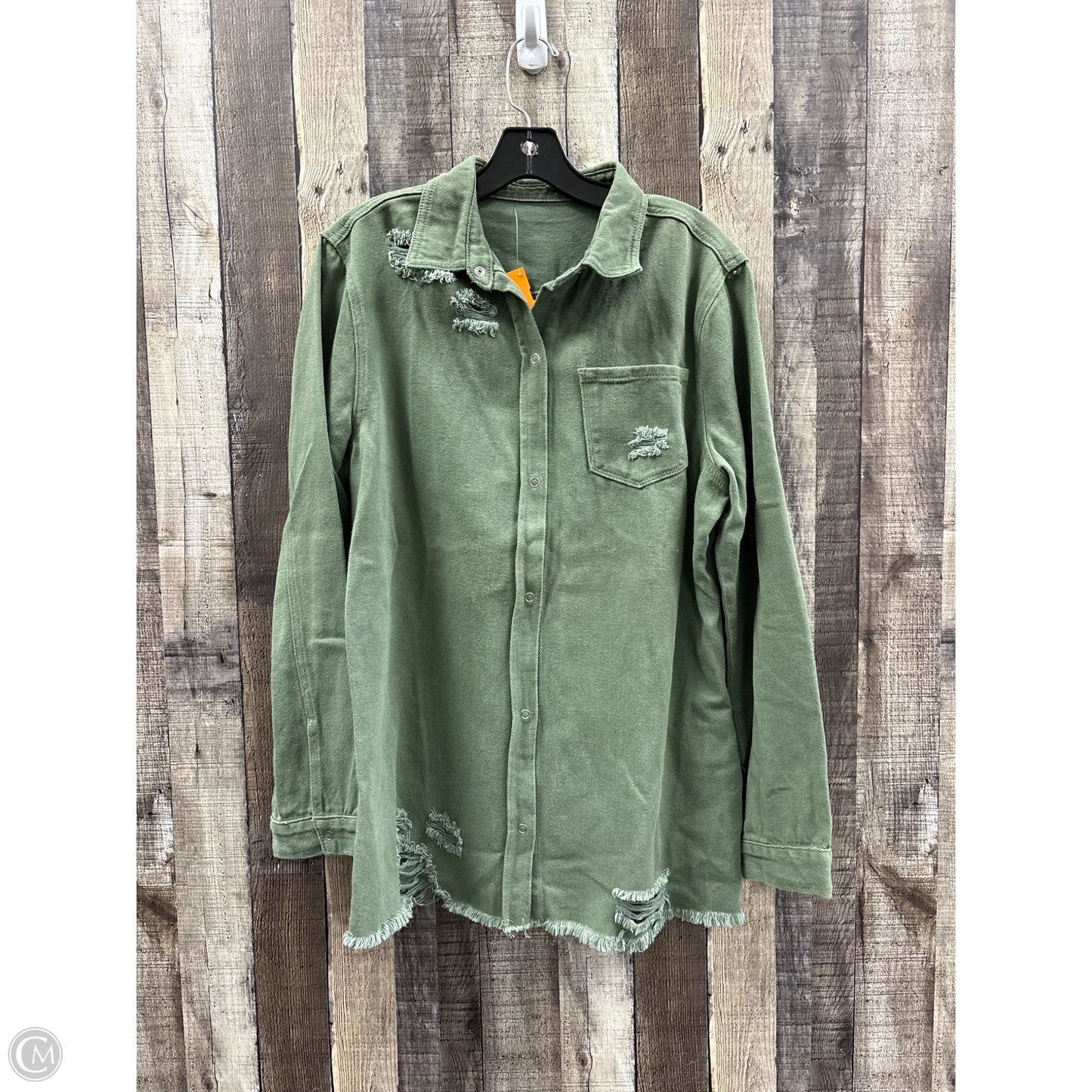 Jacket Denim By Cme In Green Denim, Size: Xl