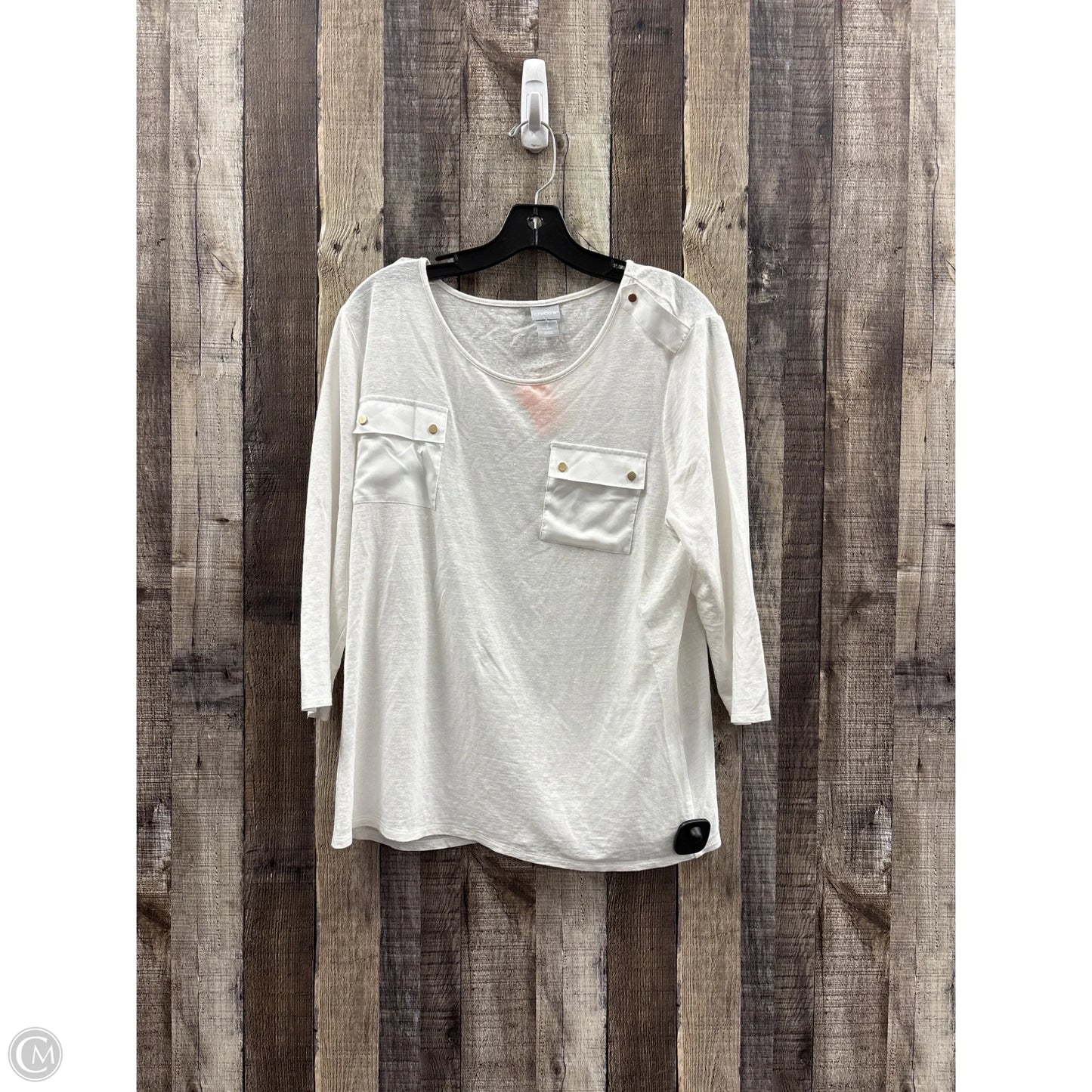 Top Long Sleeve By Chicos In White, Size: L