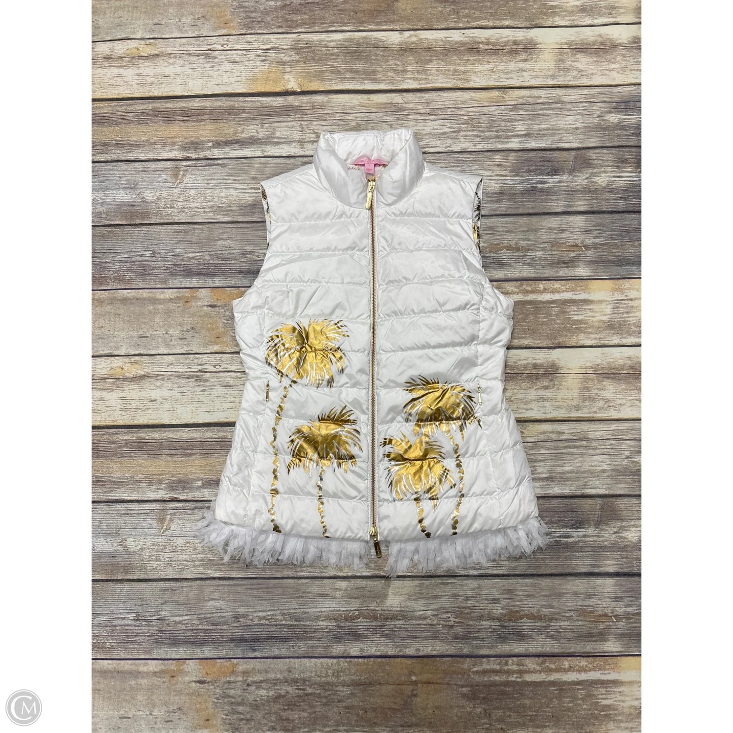 Vest Designer By Lilly Pulitzer In Gold & White, Size: S