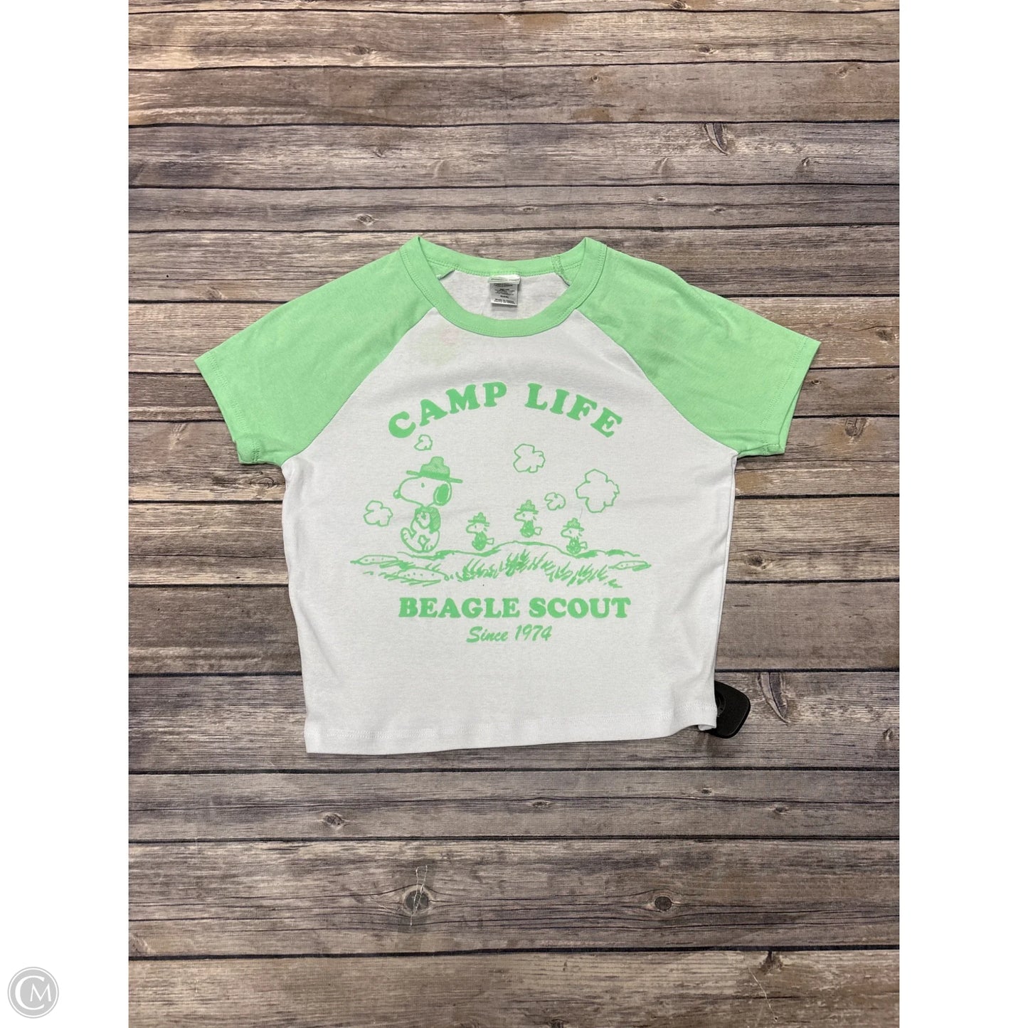 Top Short Sleeve By Cme In Green & White, Size: S