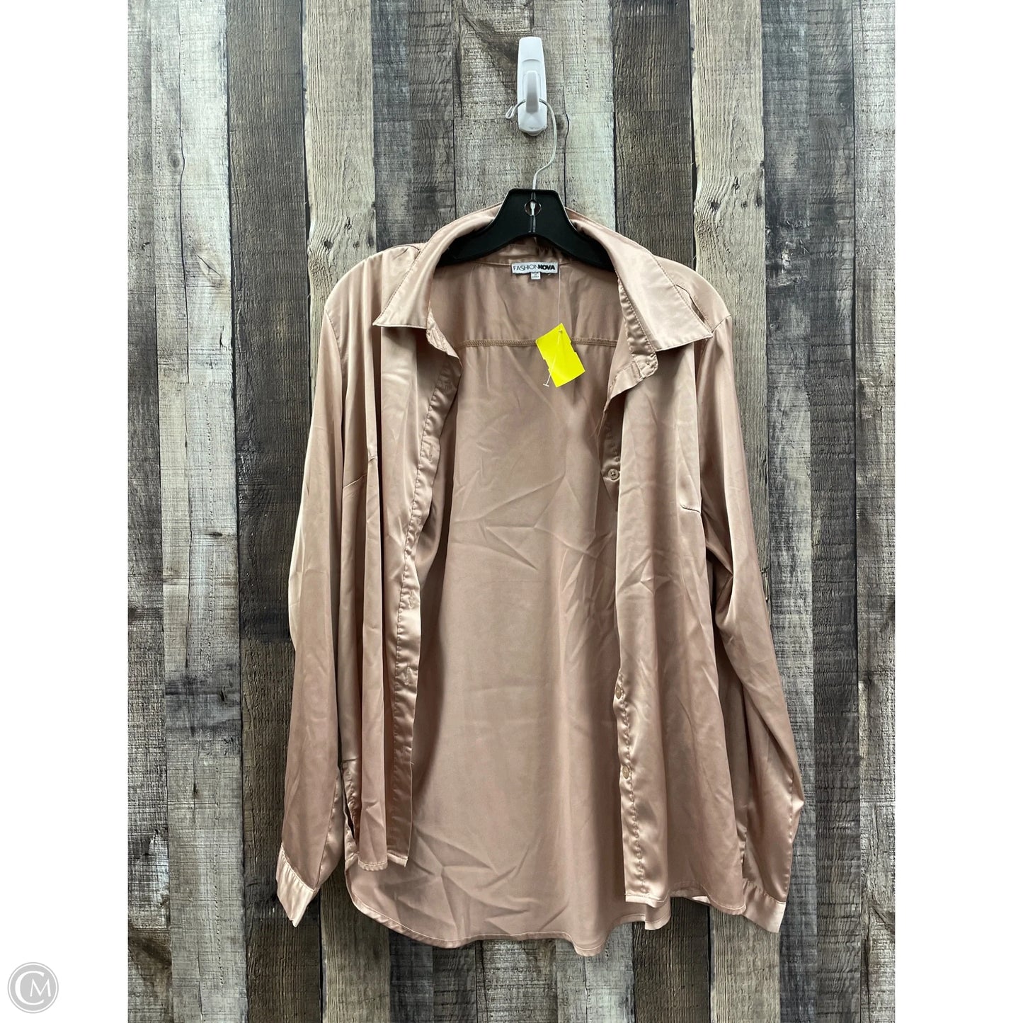 Blouse Long Sleeve By Fashion Nova In Gold, Size: L