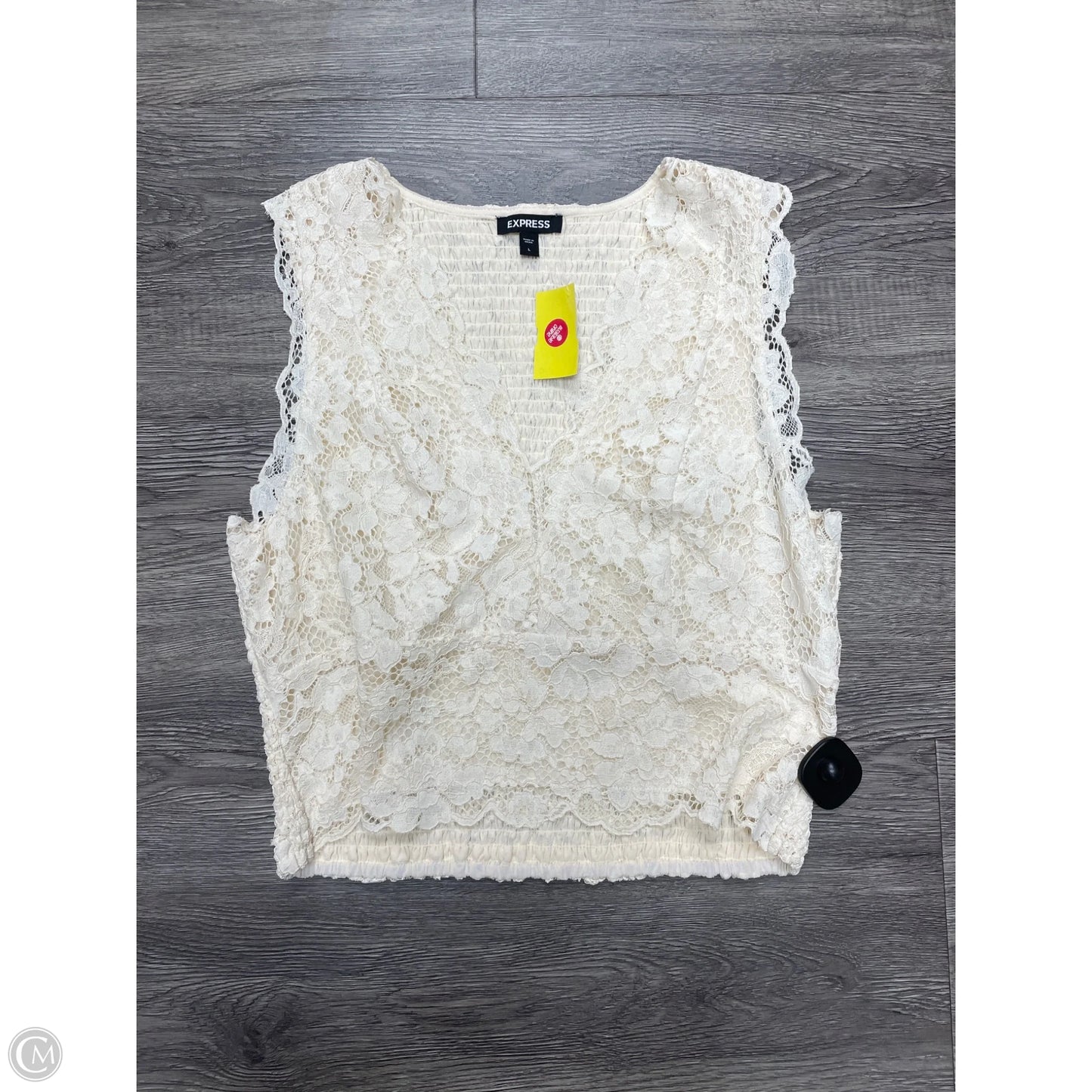 Top Short Sleeve By Express In Cream, Size: L
