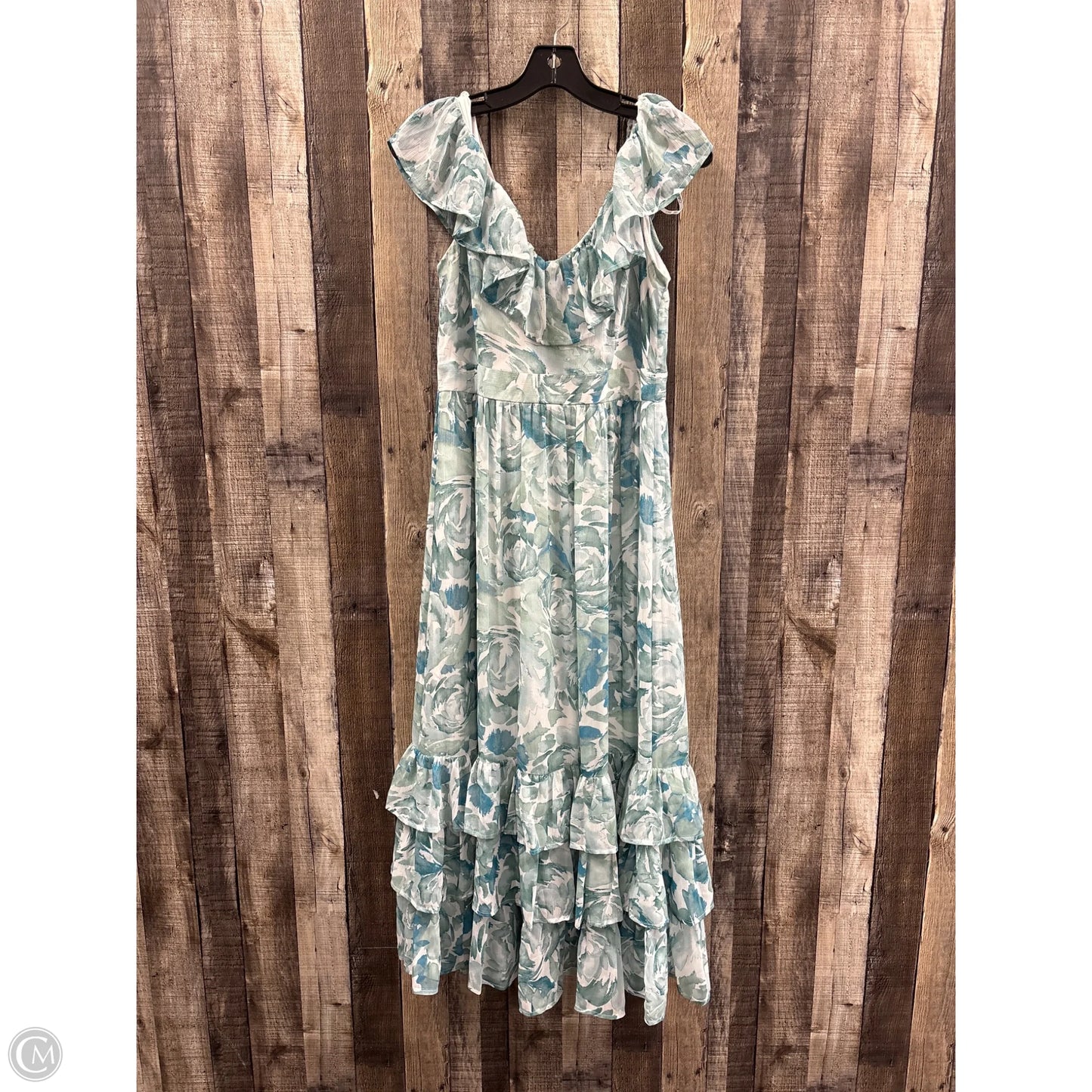 Dress Casual Maxi By Calvin Klein In Blue & Green, Size: 8