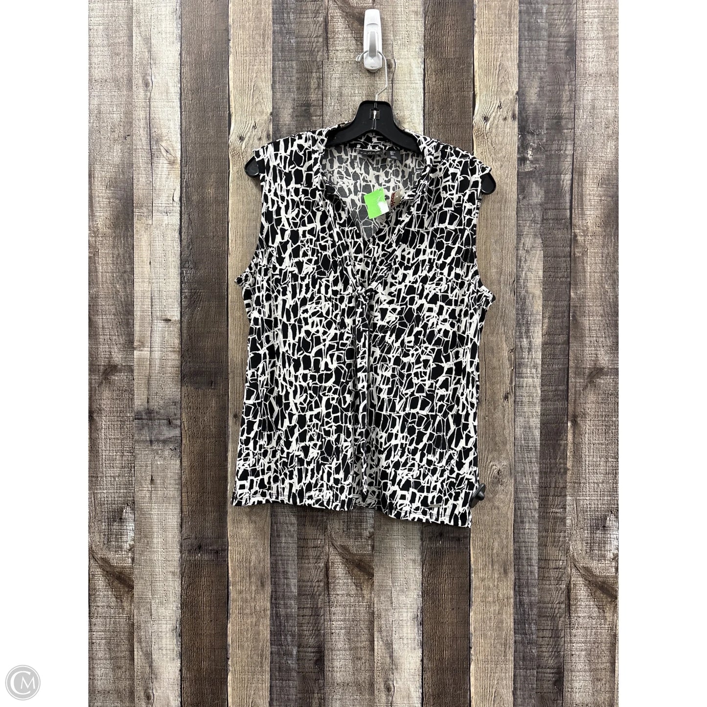 Top Sleeveless By Tahari In Black & White, Size: L