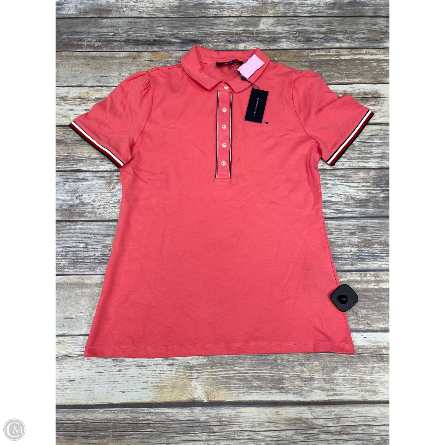 Top Short Sleeve By Tommy Hilfiger In Peach, Size: L