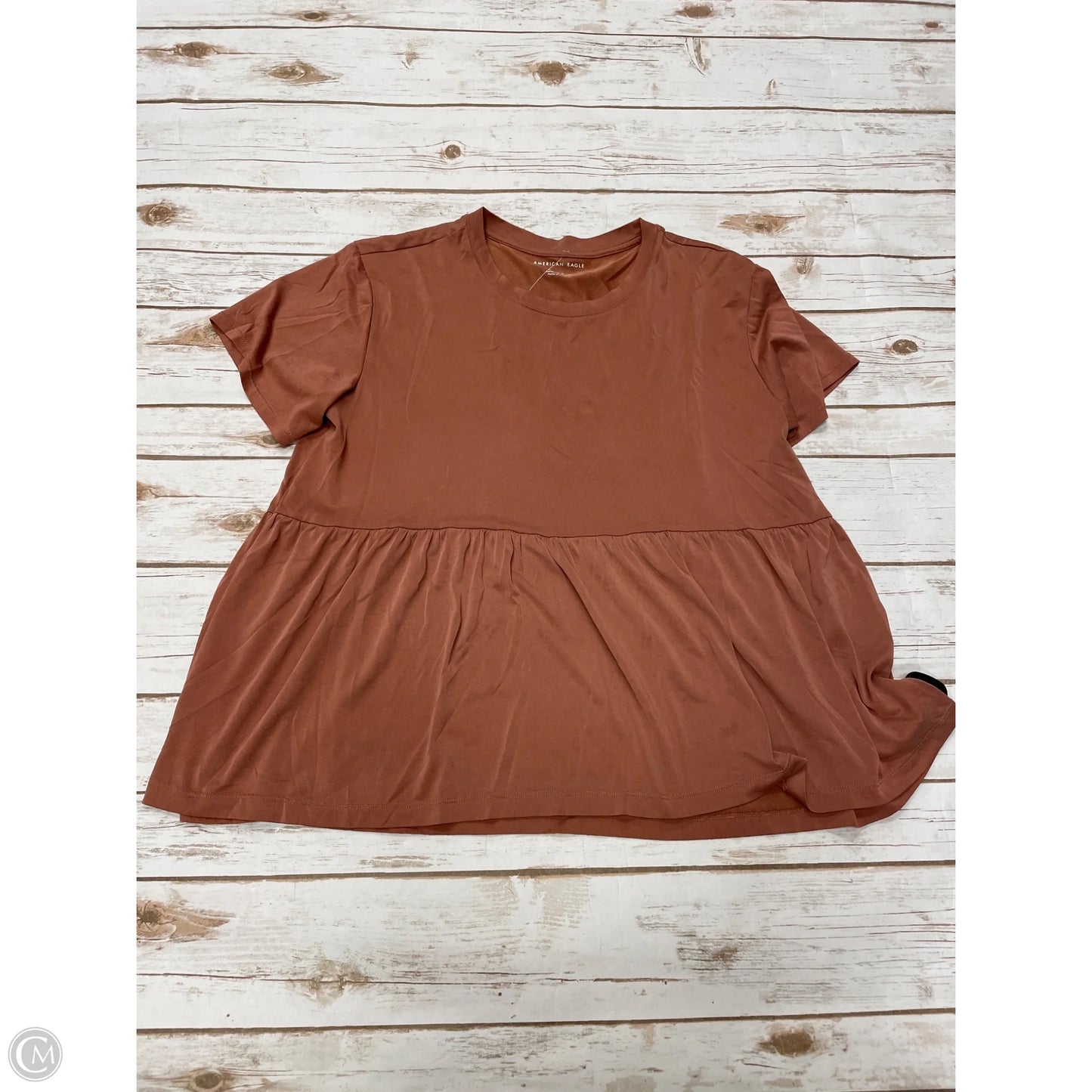 Top Short Sleeve By American Eagle In Bronze, Size: L