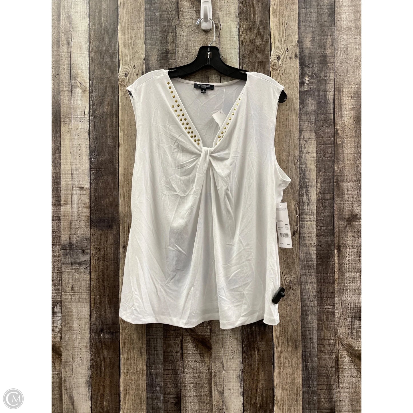 Top Sleeveless By Notations In White, Size: 3x