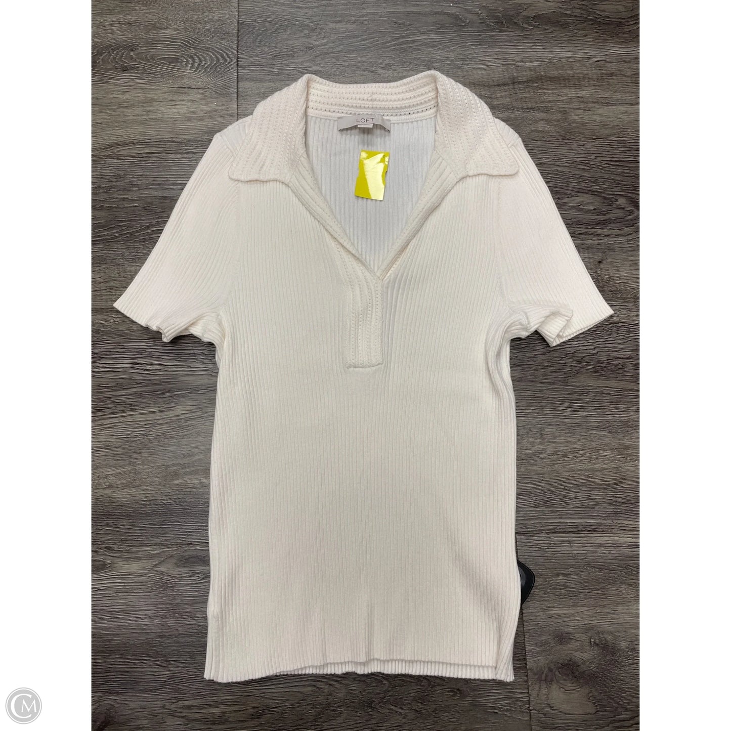 Top Short Sleeve By Loft In Cream, Size: Xxl