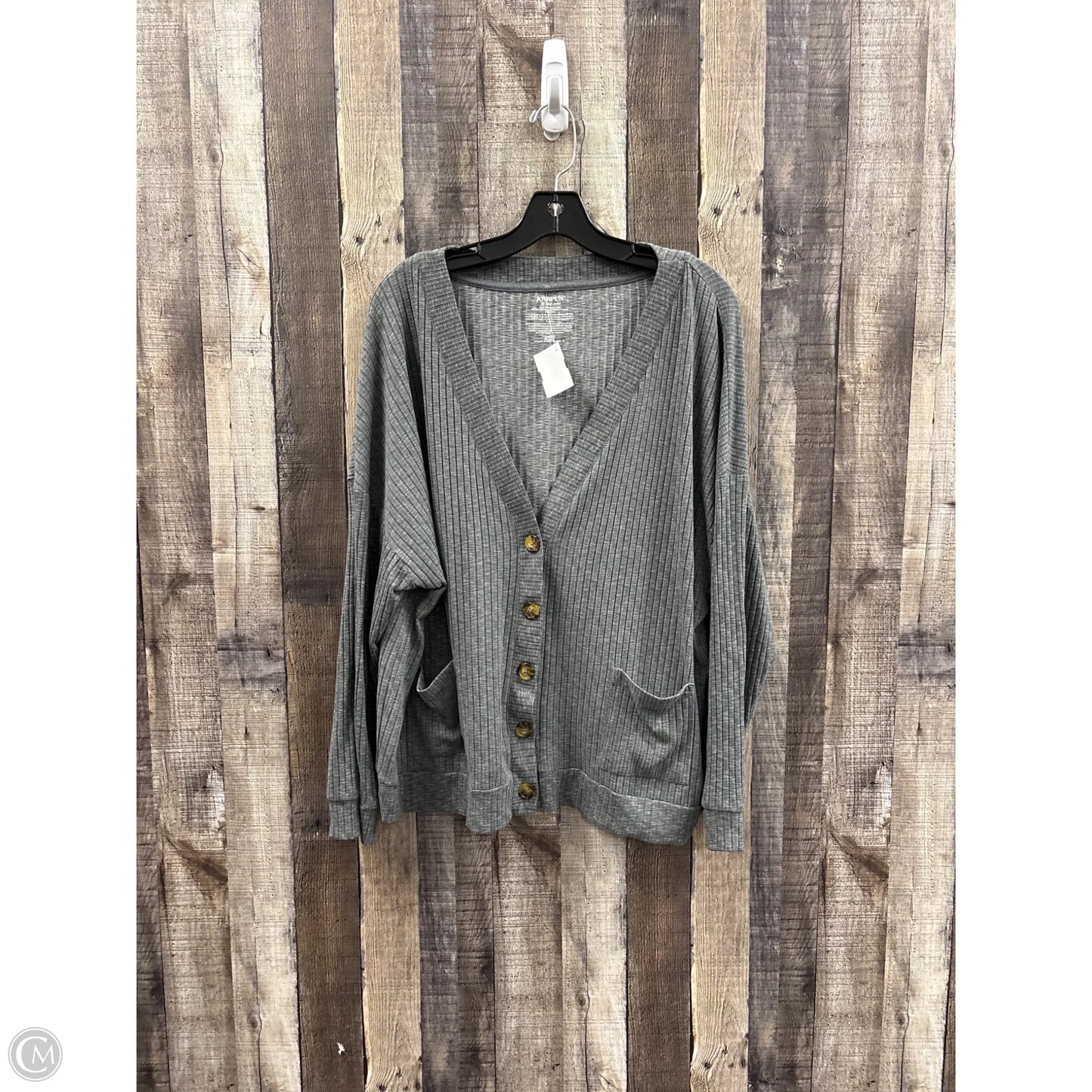 Sweater Cardigan By Joyspun In Grey, Size: 2x