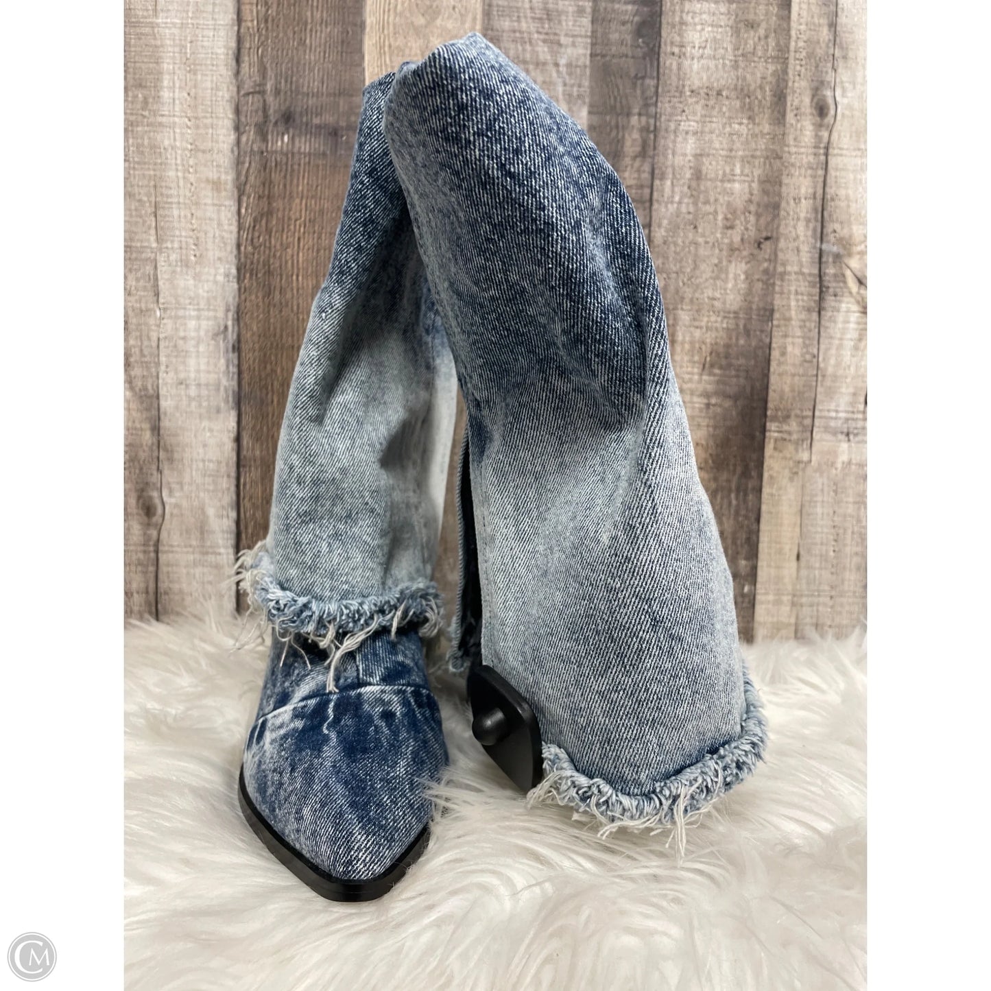 Boots Ankle Heels By Steve Madden In Blue Denim, Size: 10