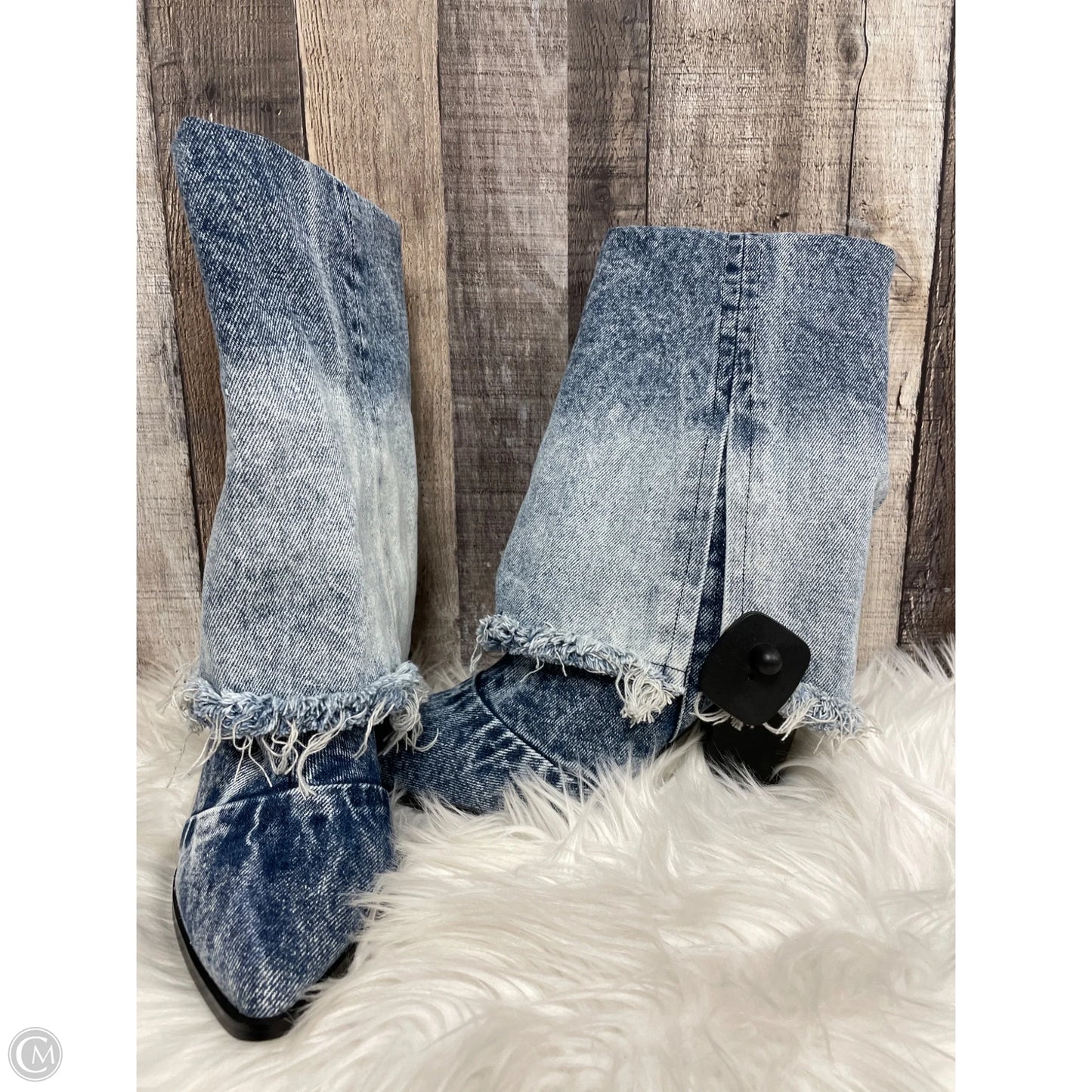 Boots Ankle Heels By Steve Madden In Blue Denim, Size: 10