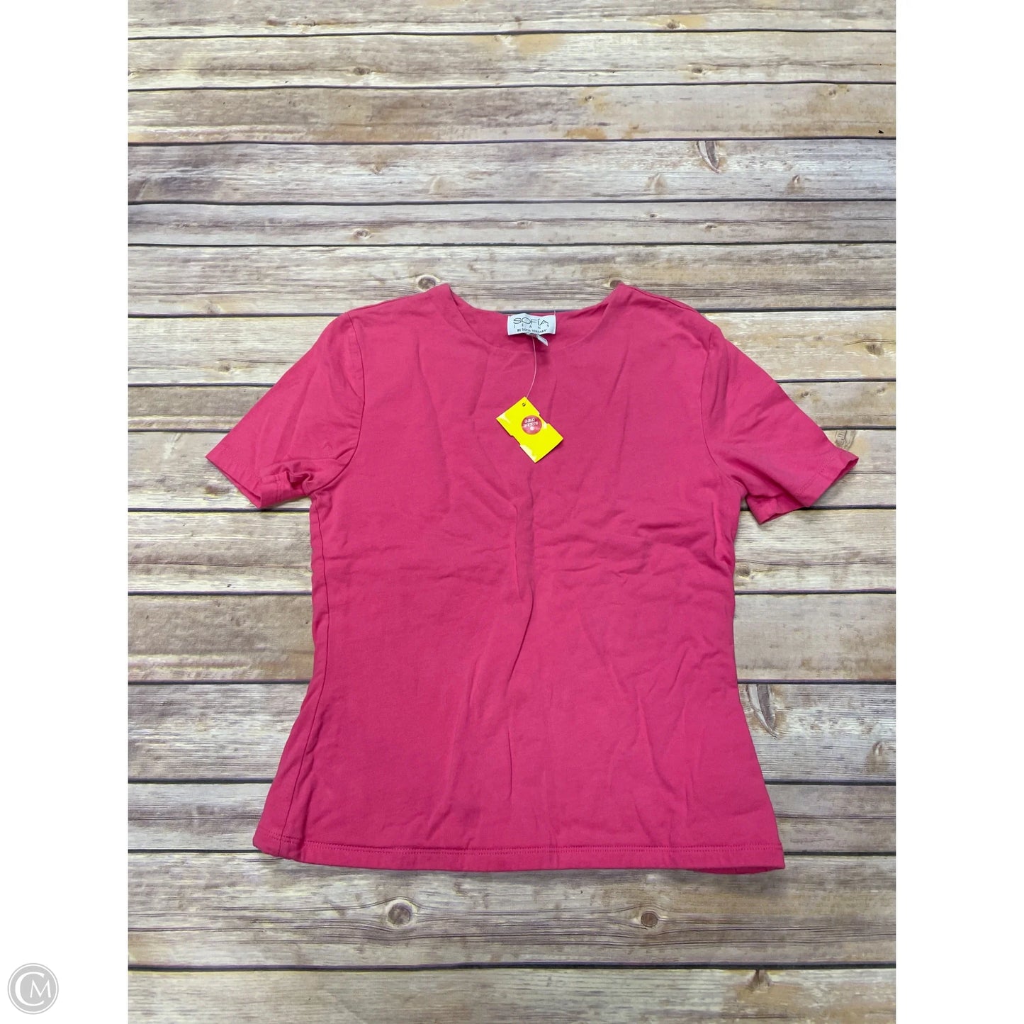 Top Short Sleeve By Cme In Pink, Size: M