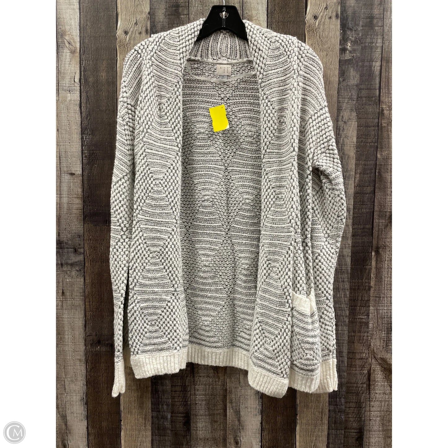 Sweater Cardigan By A New Day In Grey & White, Size: S