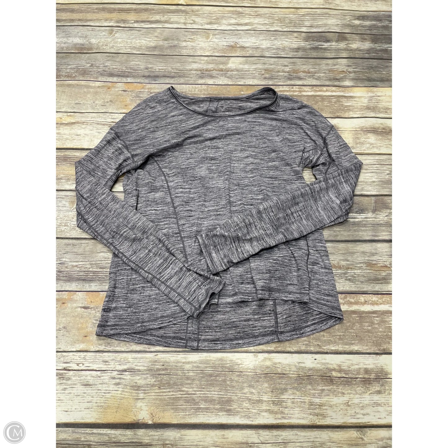 Athletic Top Long Sleeve Collar By Lululemon In Grey, Size: 12