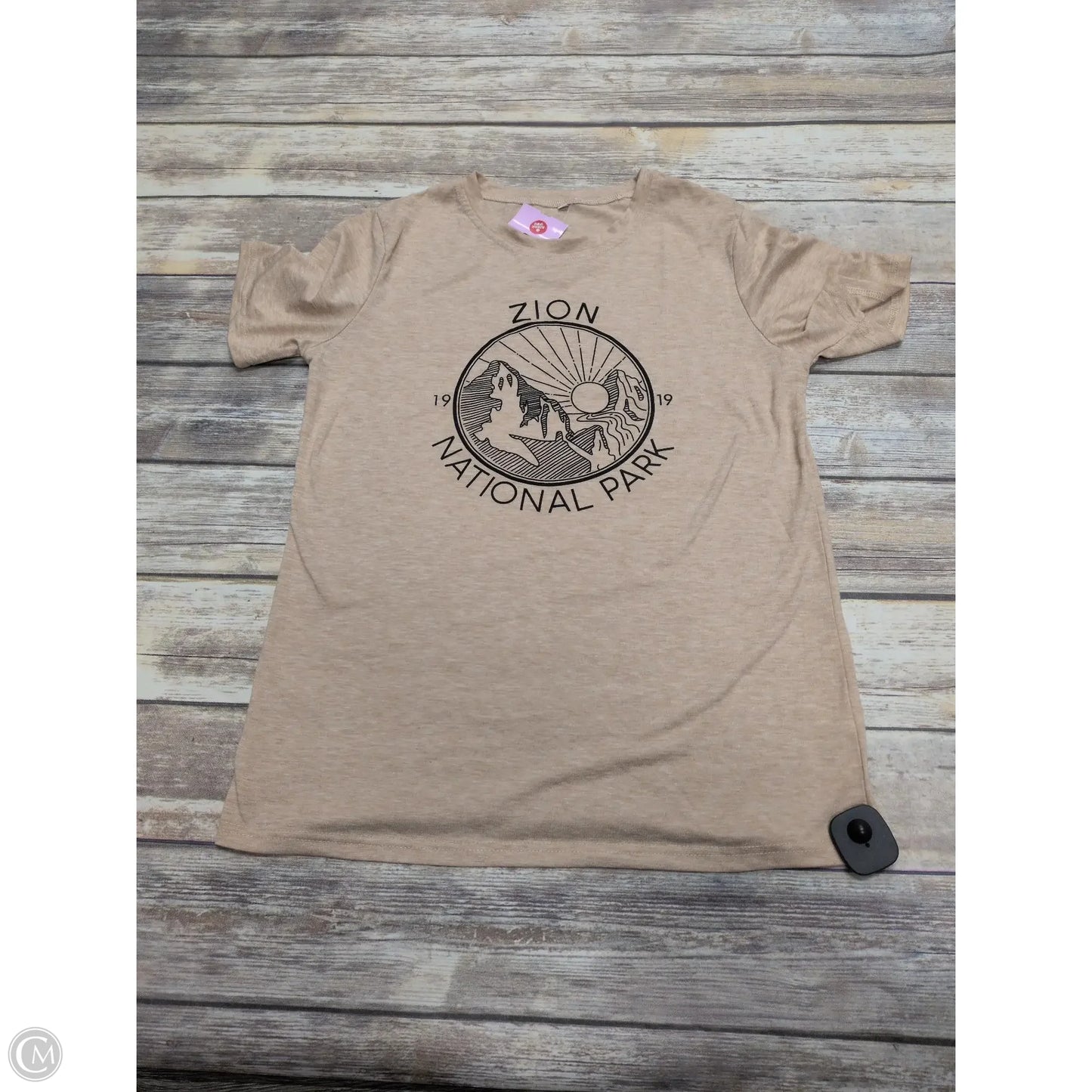 Top Short Sleeve Basic By Cmf In Brown, Size: M