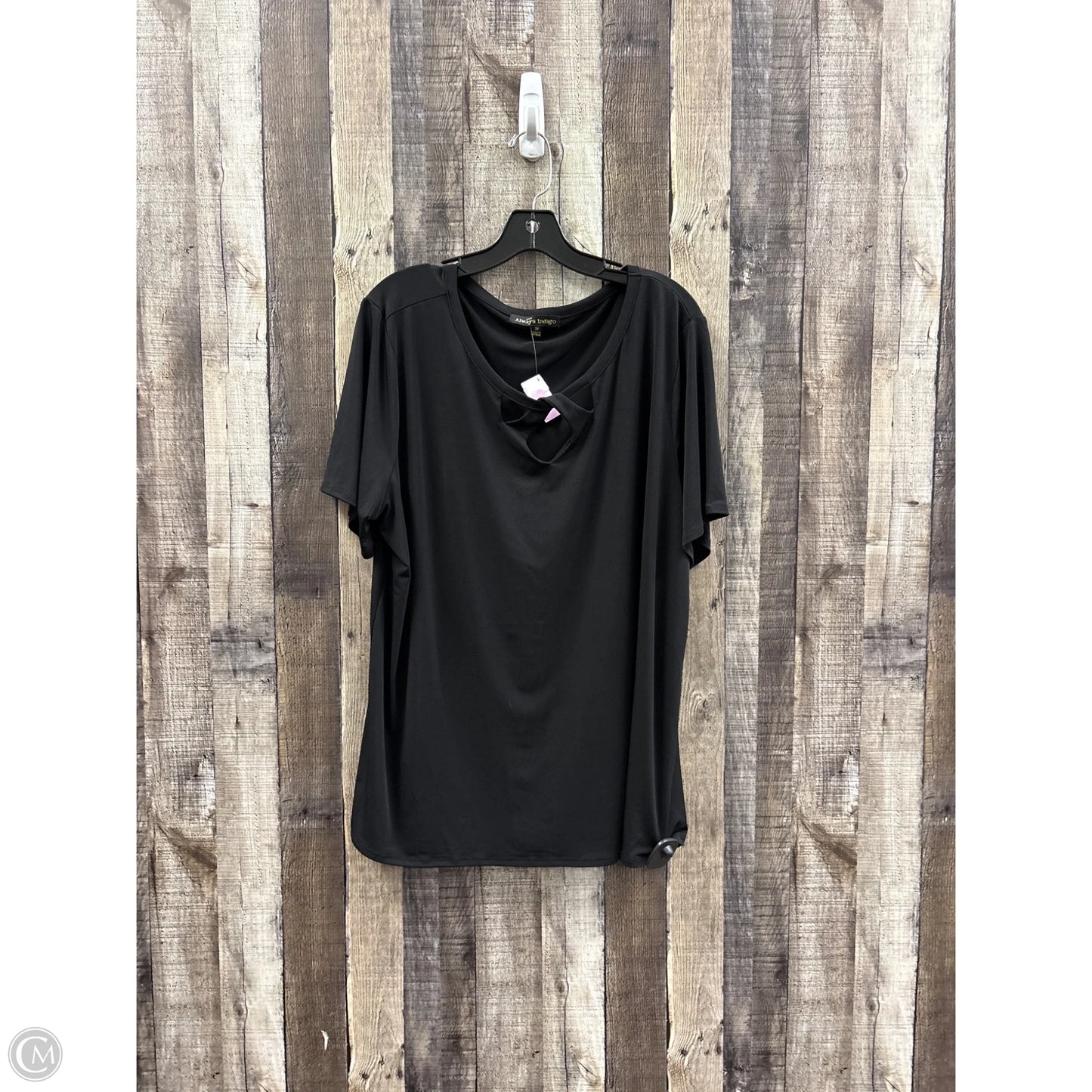 Top Short Sleeve By Always Indigo In Black, Size: 3x