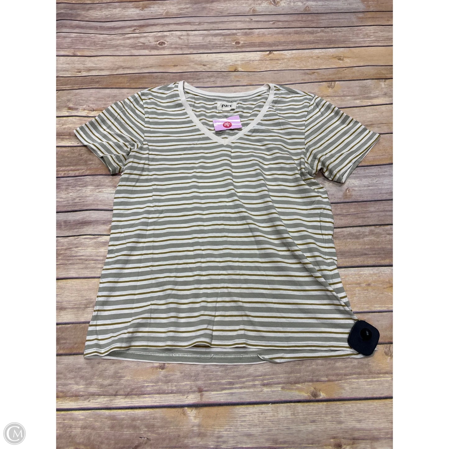 Top Short Sleeve By Pact In Striped Pattern, Size: S