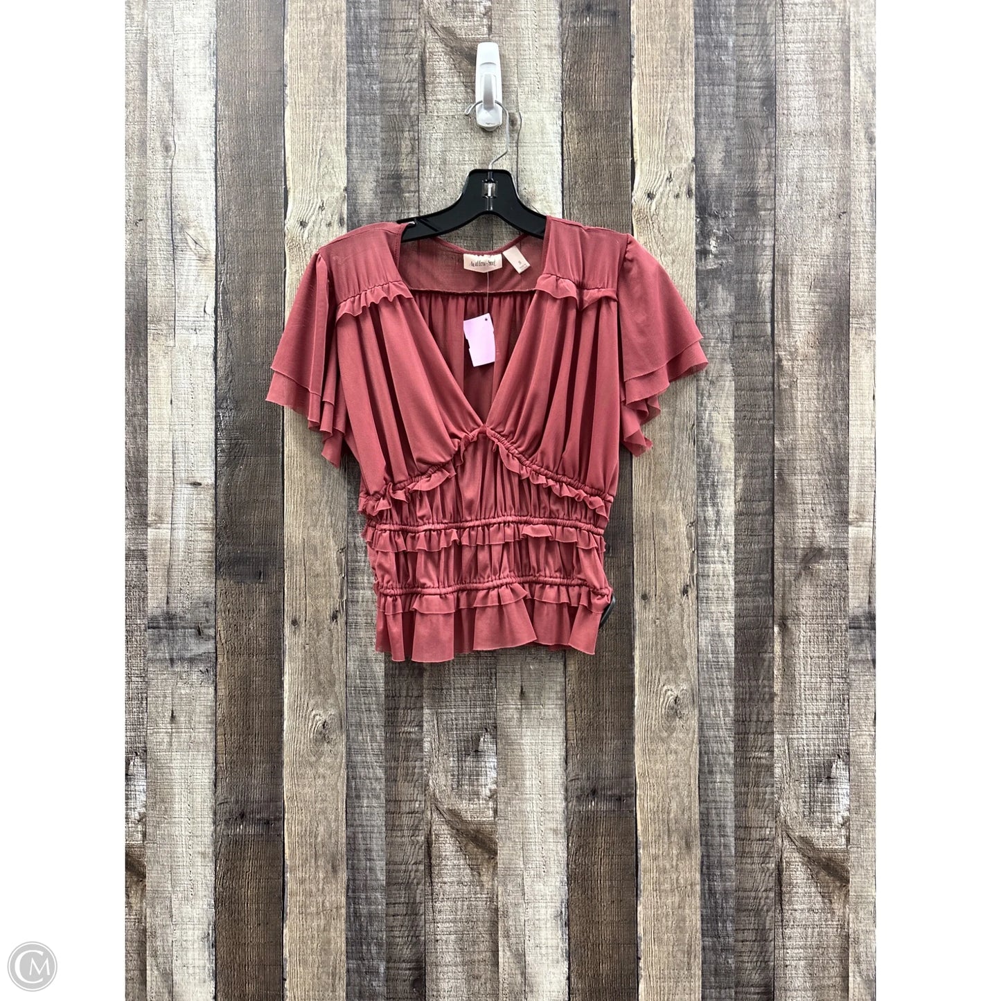 Top Short Sleeve By Willow & Root In Red, Size: S