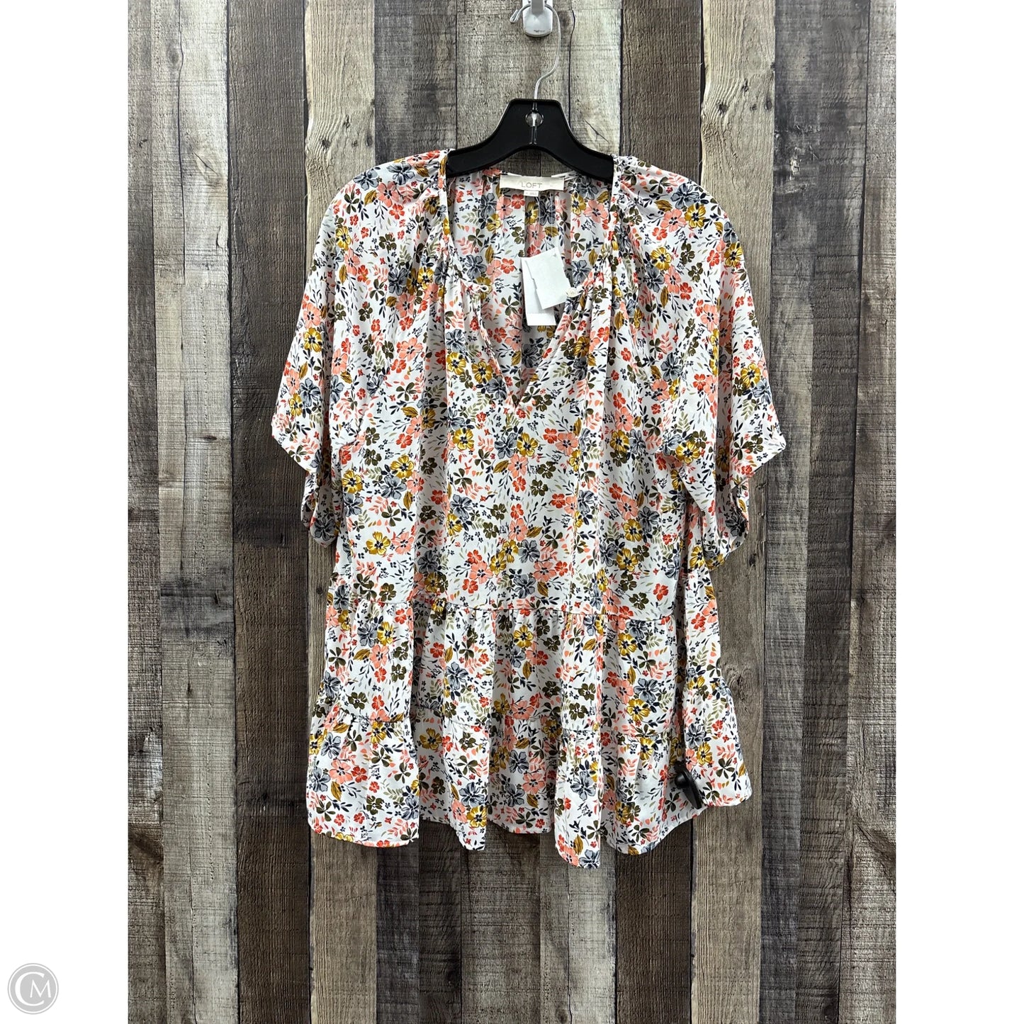 Top Short Sleeve By Loft In Floral Print, Size: M