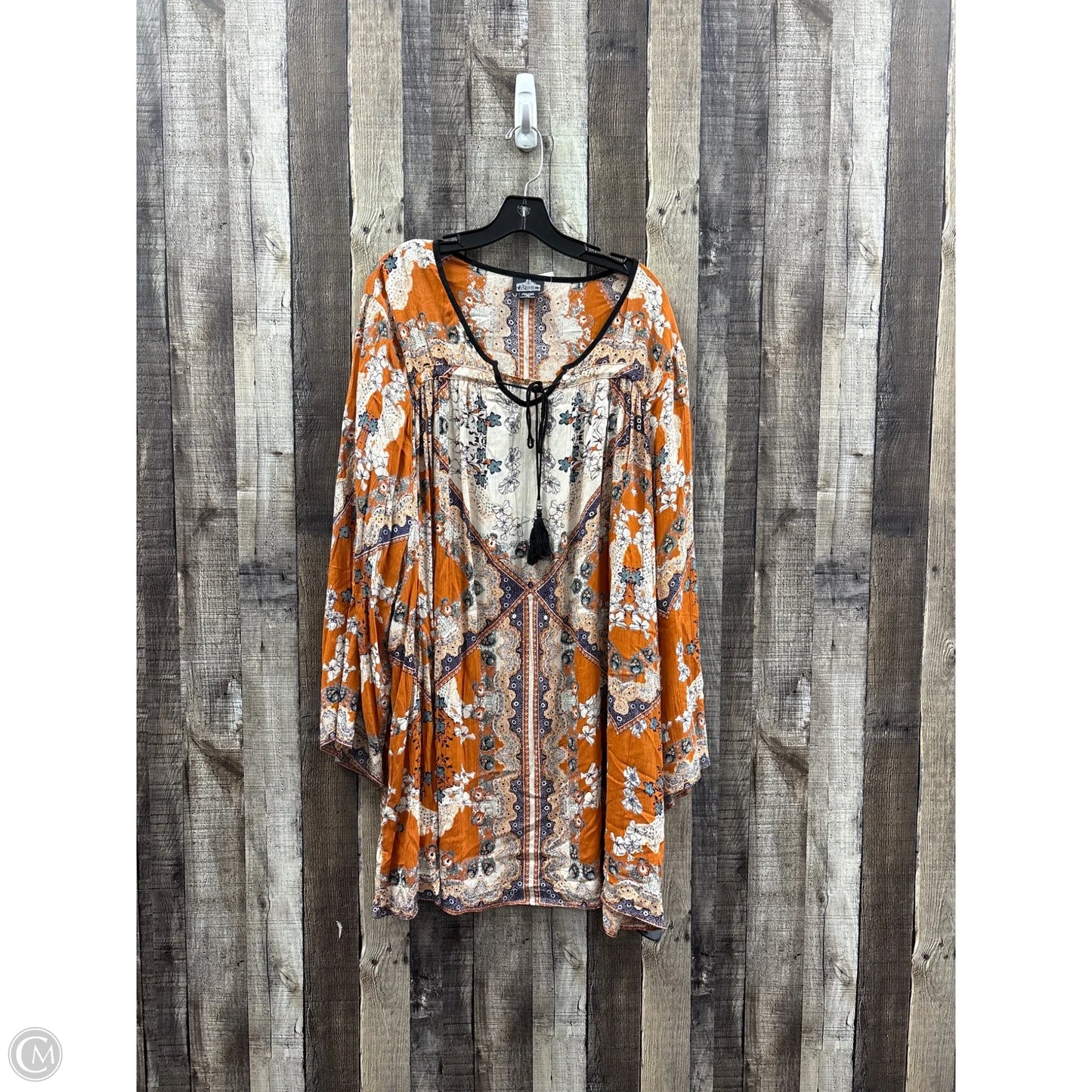 Tunic 3/4 Sleeve By Angie In Orange, Size: 3x
