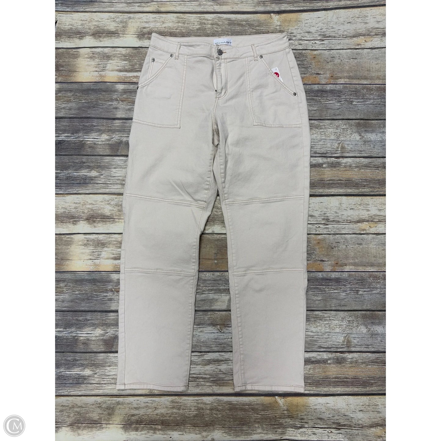 Jeans Straight By Loft In Cream, Size: 8