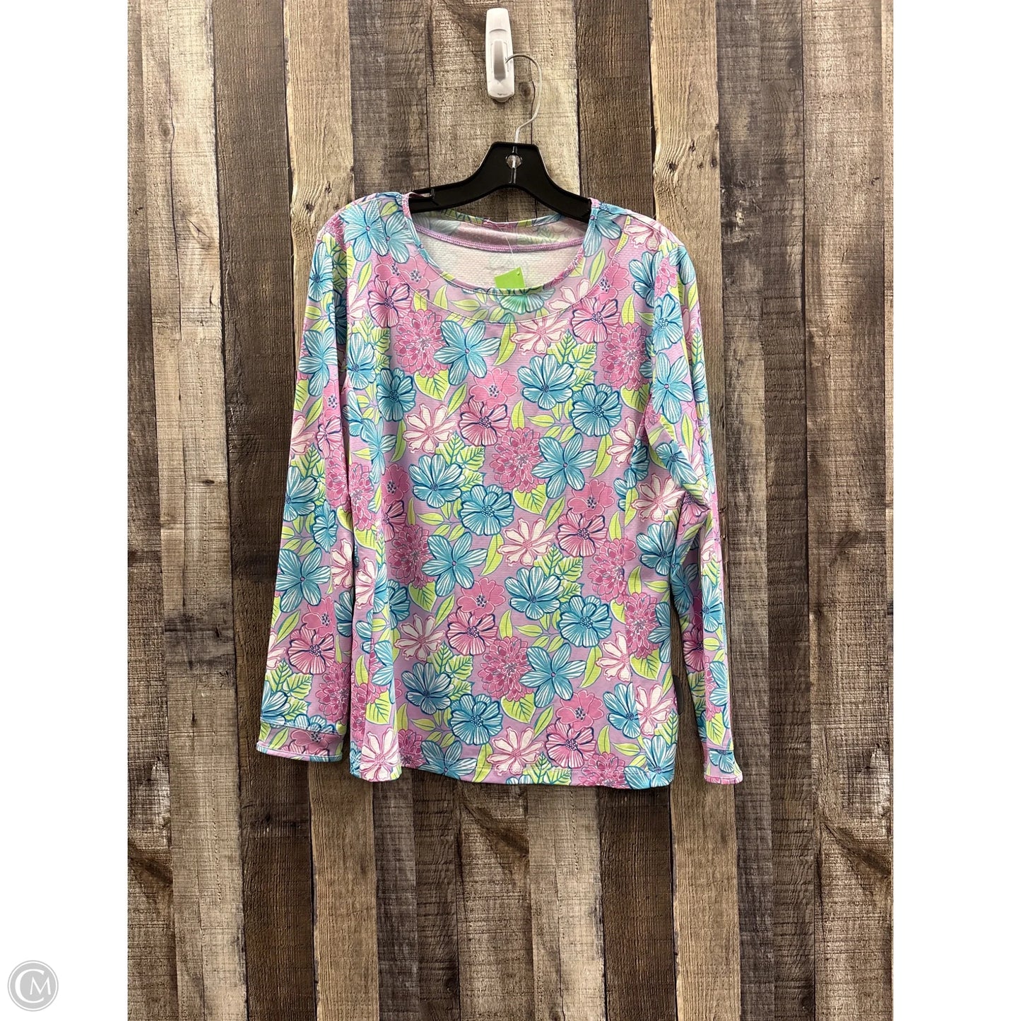 Athletic Top Long Sleeve Collar By Cme In Floral Print, Size: L