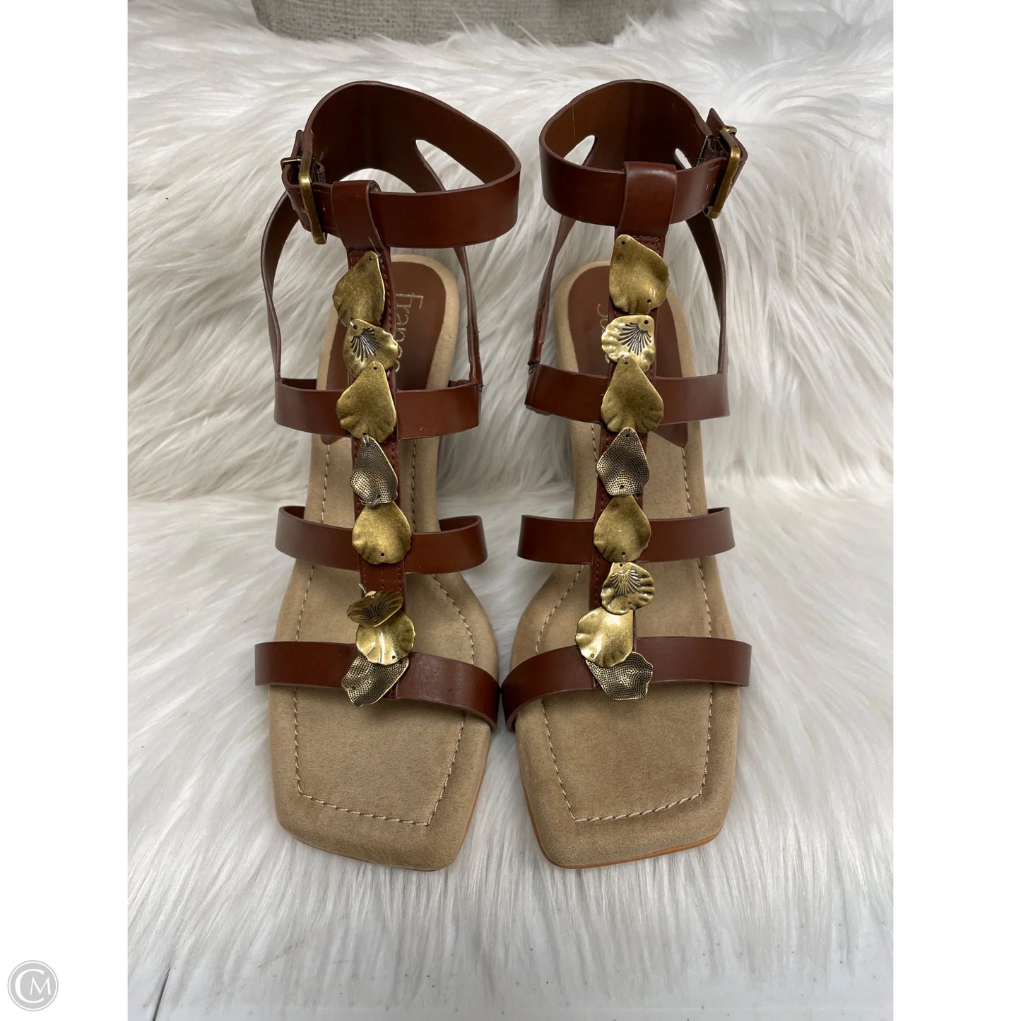 Sandals Heels Stiletto By Franco Sarto In Brown, Size: 6.5