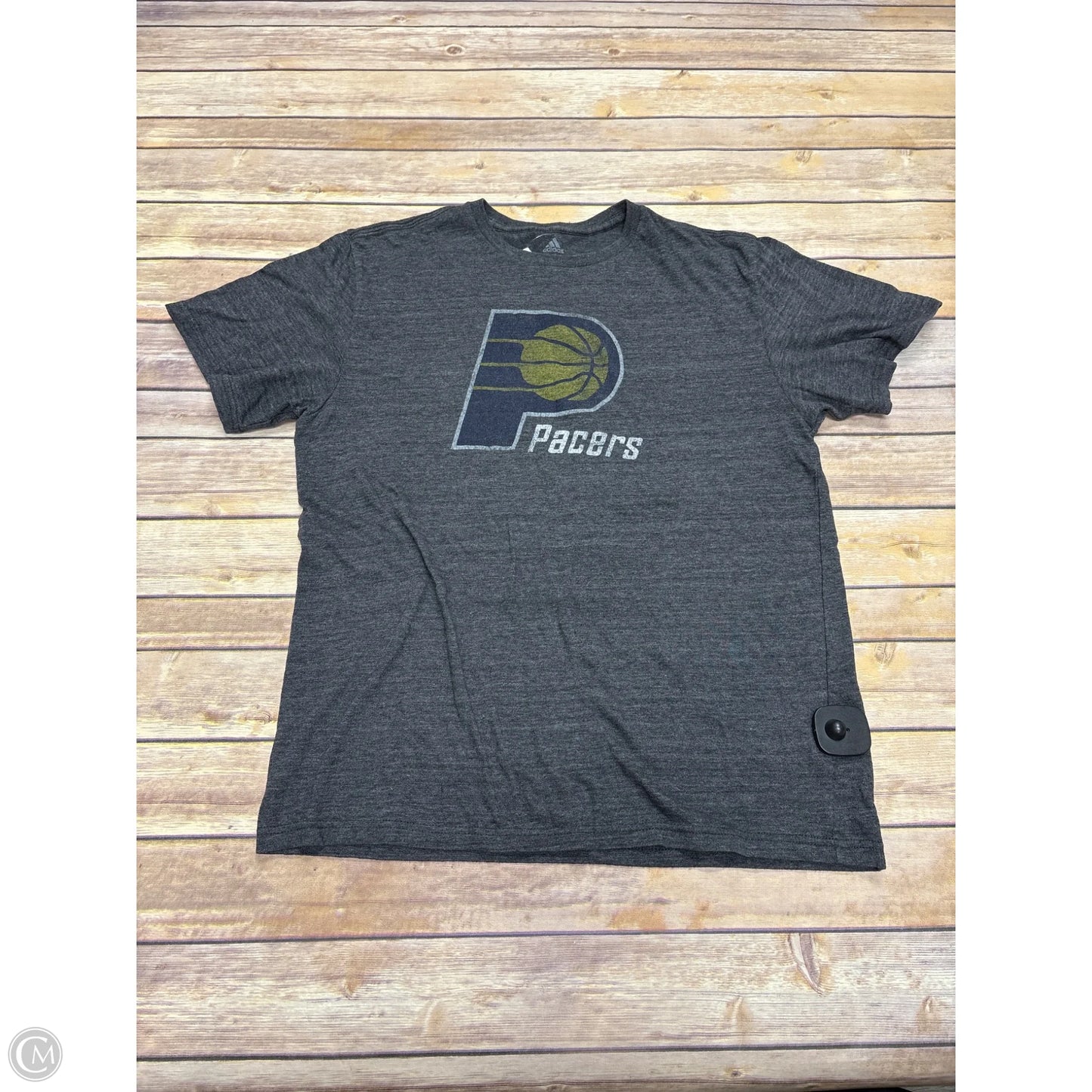 Athletic Top Short Sleeve By Adidas In Grey, Size: L