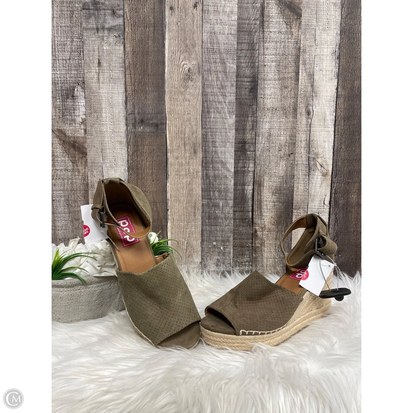 Sandals Heels Wedge By Cme In Tan, Size: 10