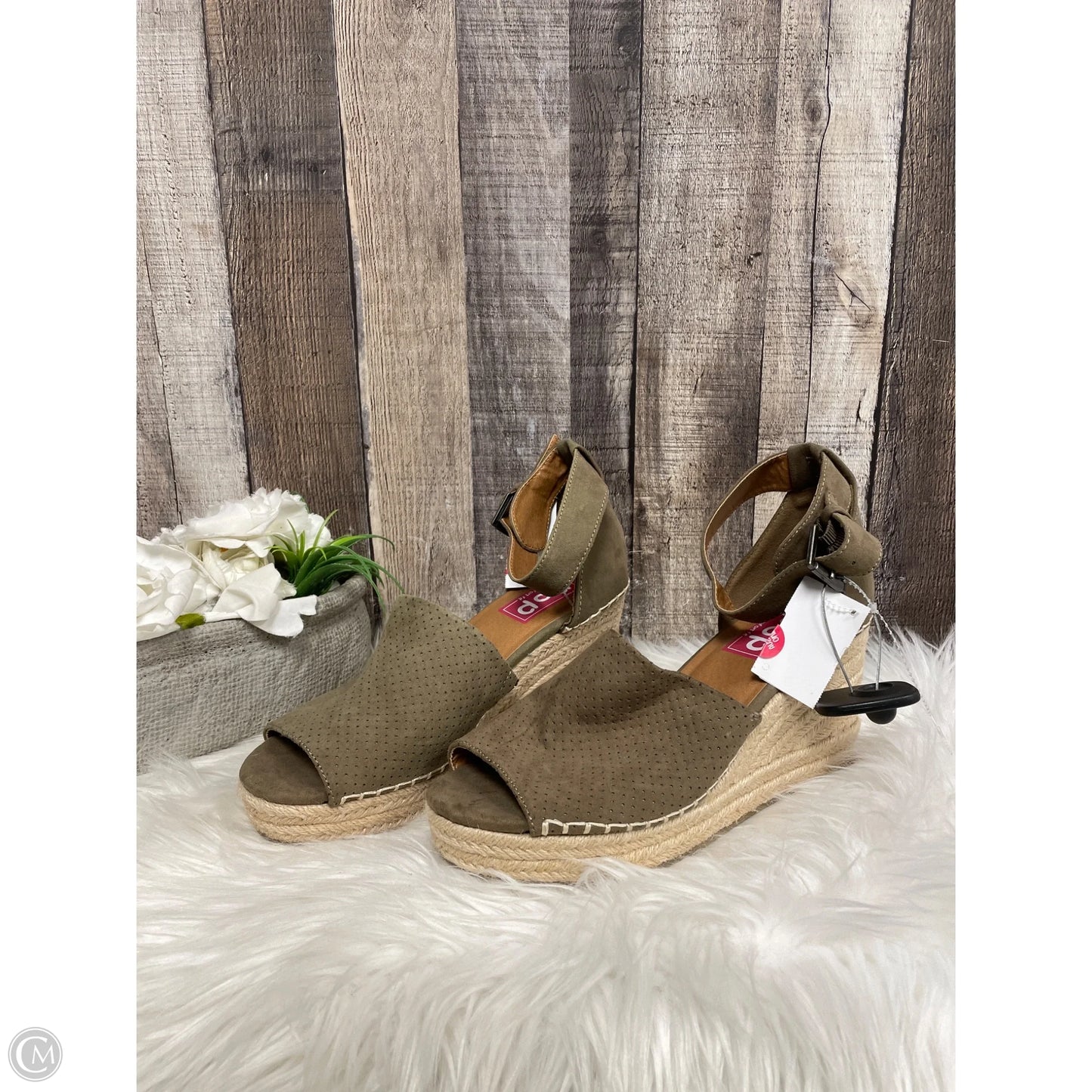 Sandals Heels Wedge By Cme In Tan, Size: 10