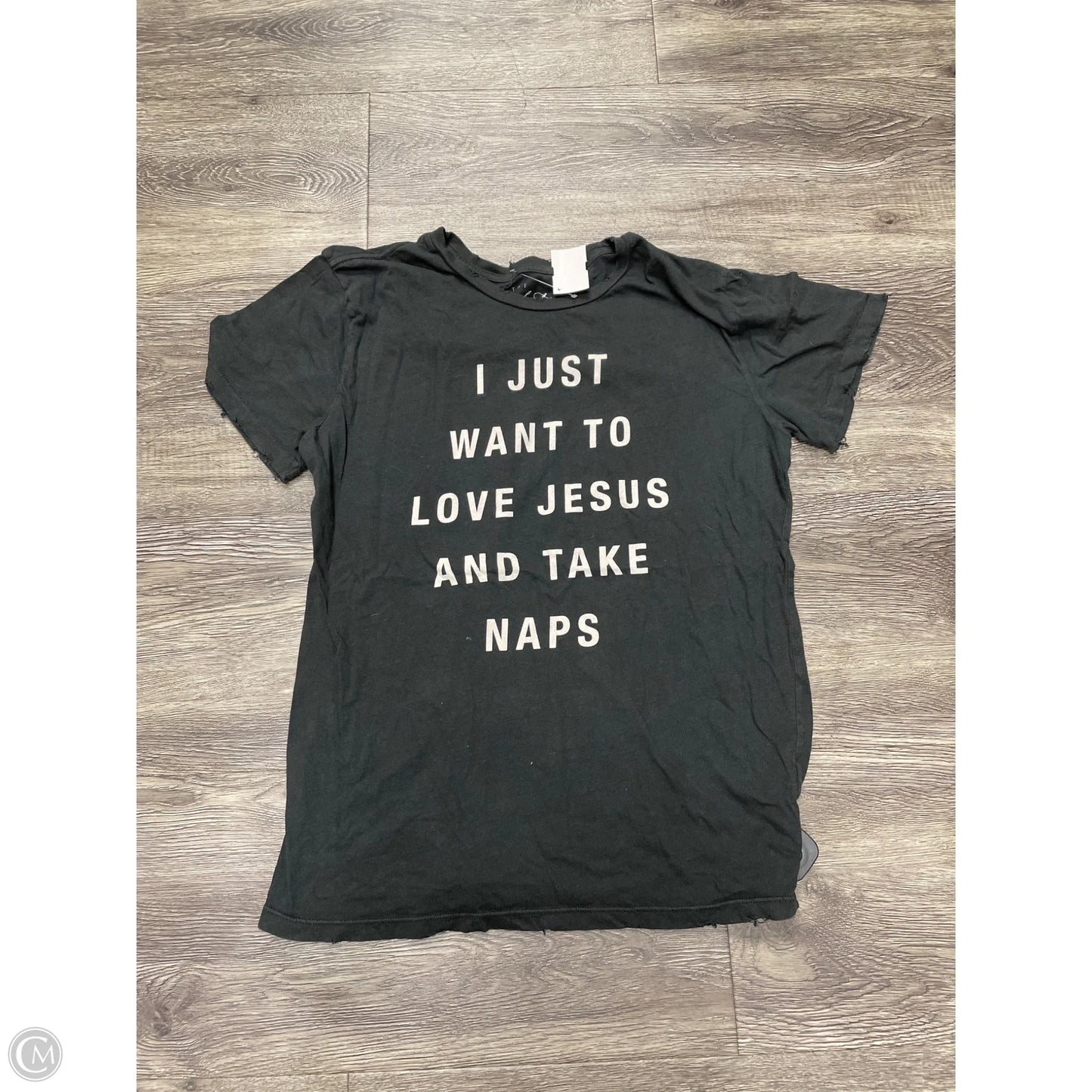 Top Short Sleeve By Cme In Black, Size: M