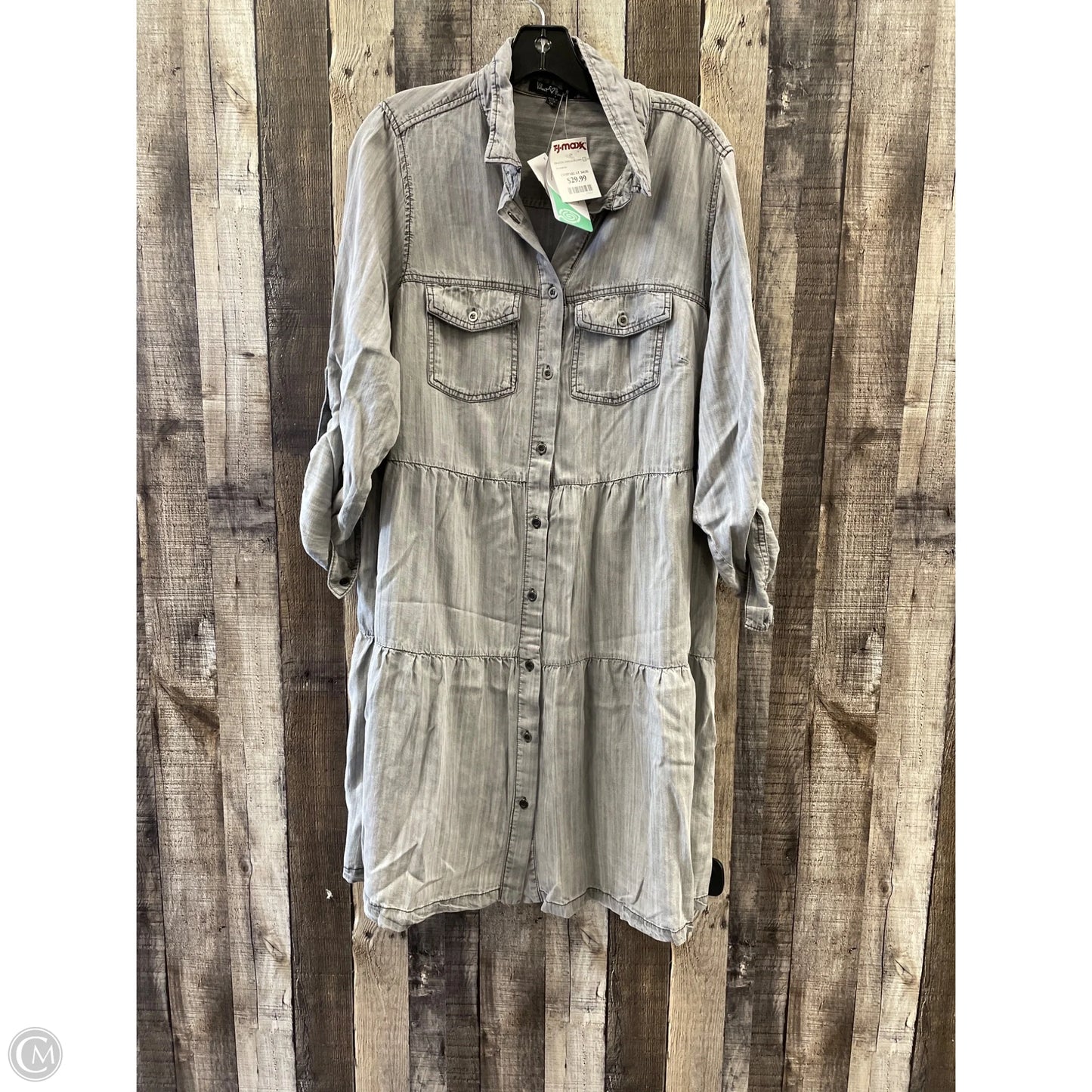 Dress Casual Midi By Velvet Heart In Grey Denim, Size: 1x