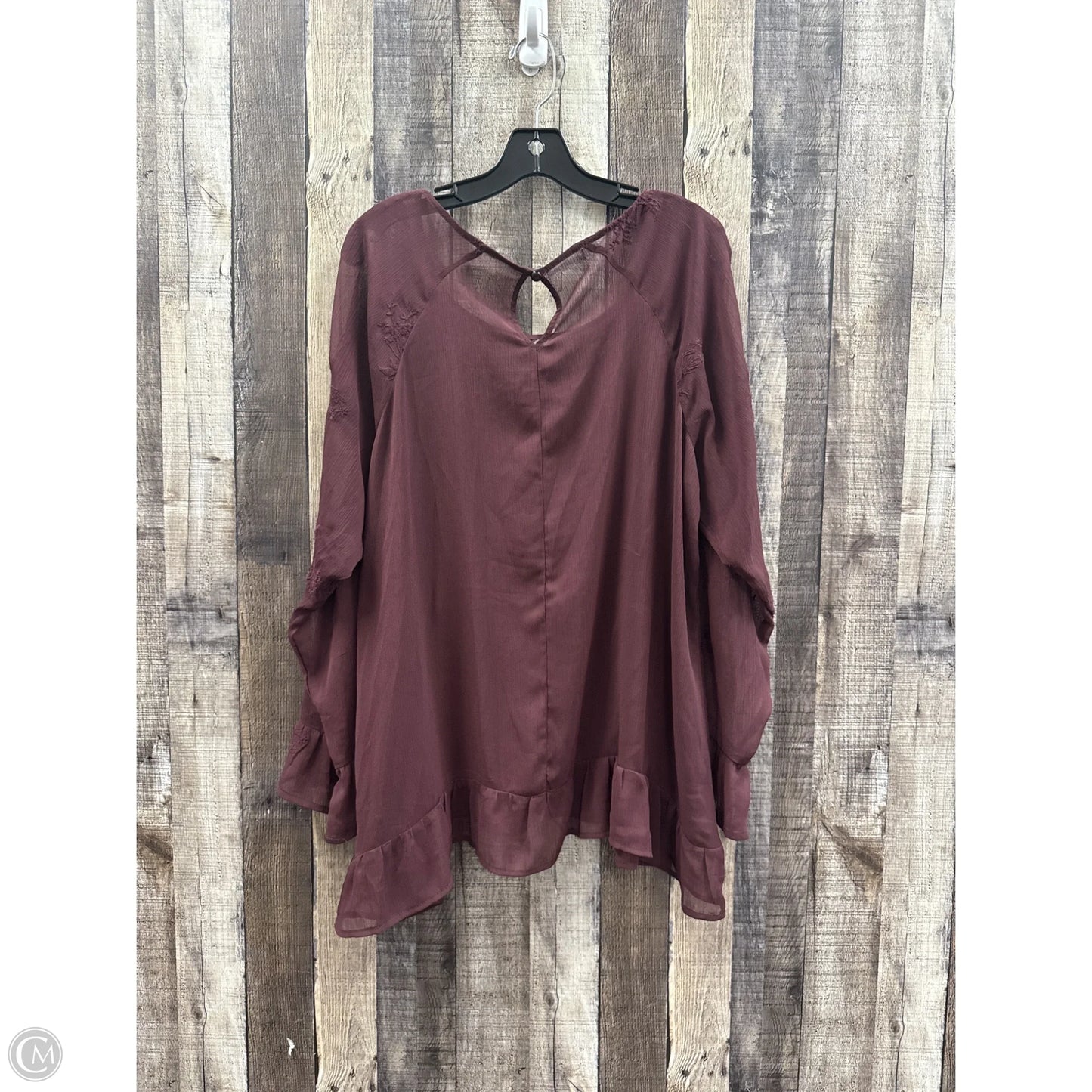 Top Long Sleeve By Maurices In Maroon, Size: 1x