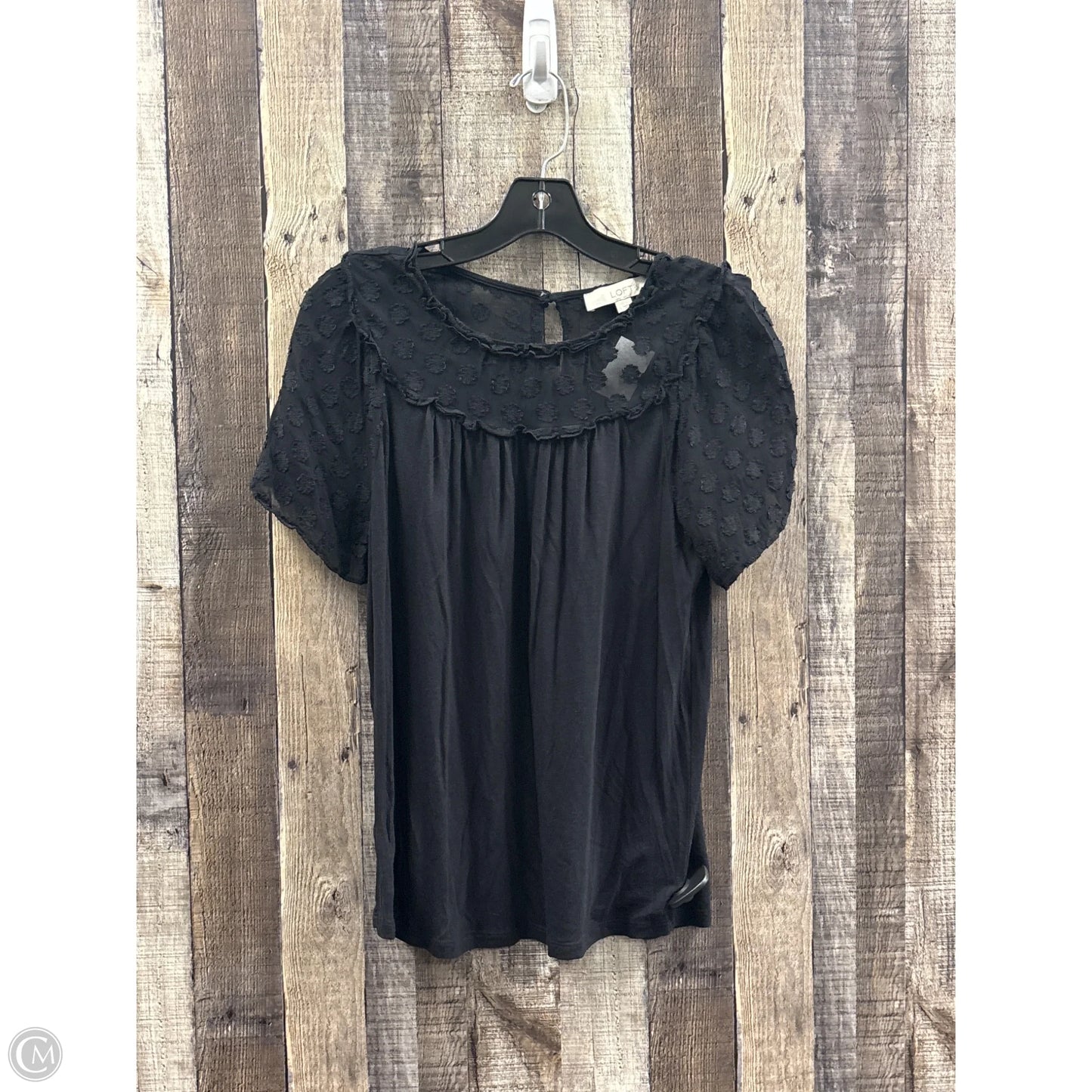 Top Short Sleeve By Loft In Black, Size: S