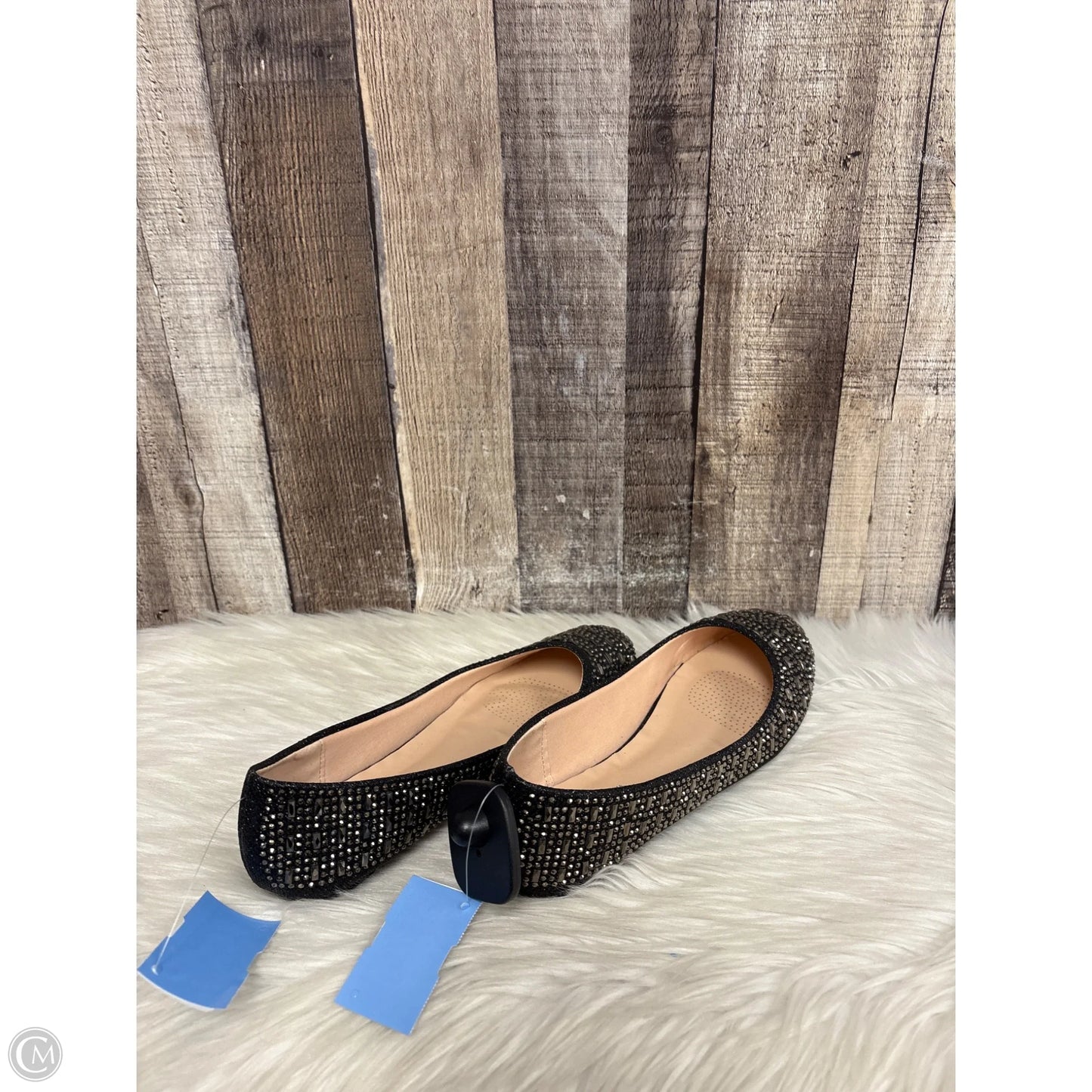 Shoes Flats By Forever In Black & Gold, Size: 6.5