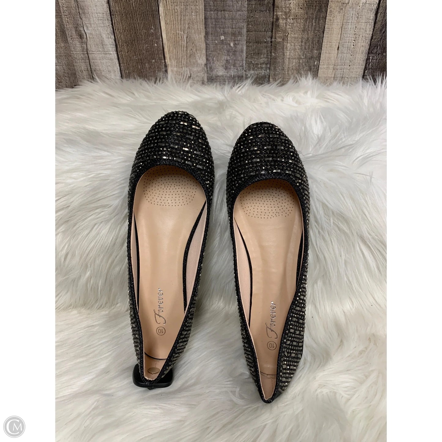 Shoes Flats By Forever In Black & Gold, Size: 10
