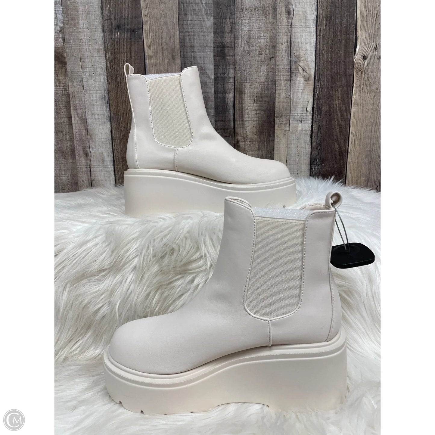 Boots Ankle Heels By Top Moda In Ivory, Size: 7