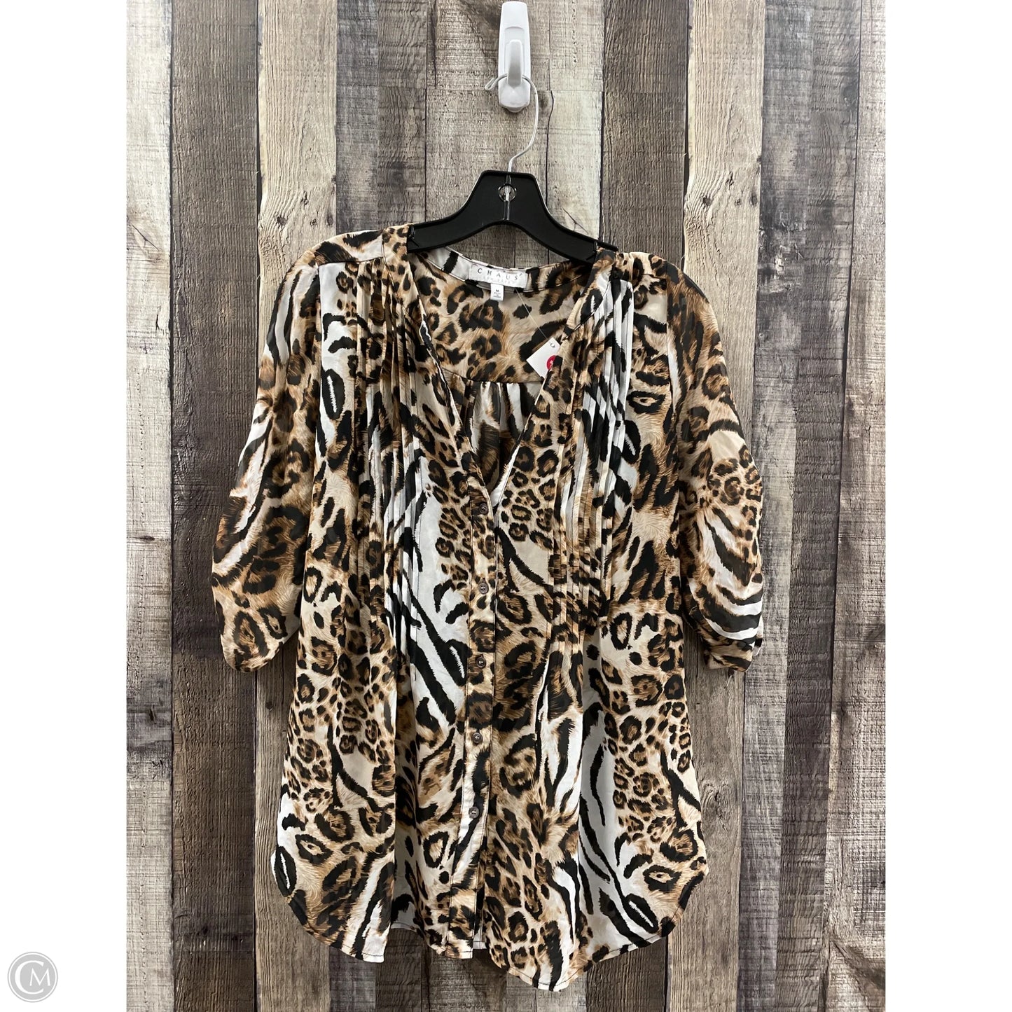 Top 3/4 Sleeve By Chaus In Animal Print, Size: M