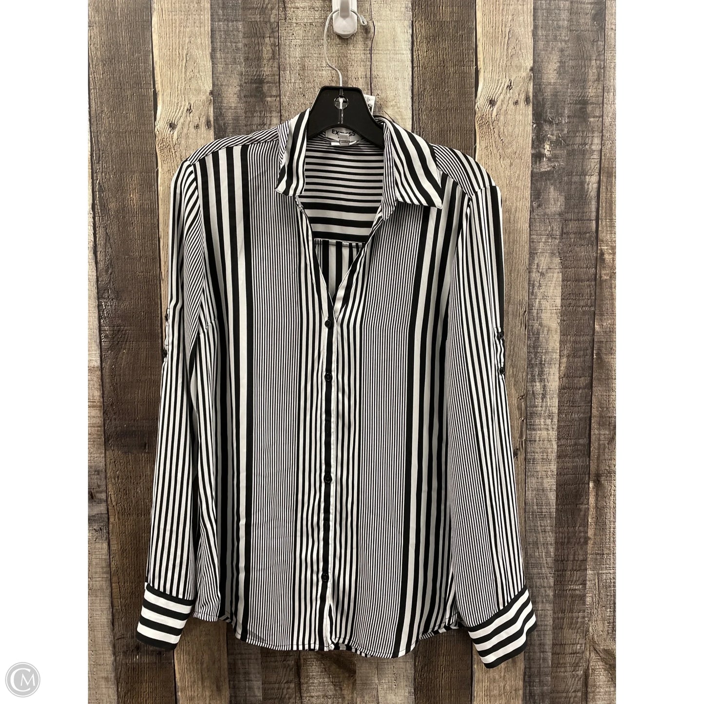 Top Long Sleeve By Express In Striped Pattern, Size: M