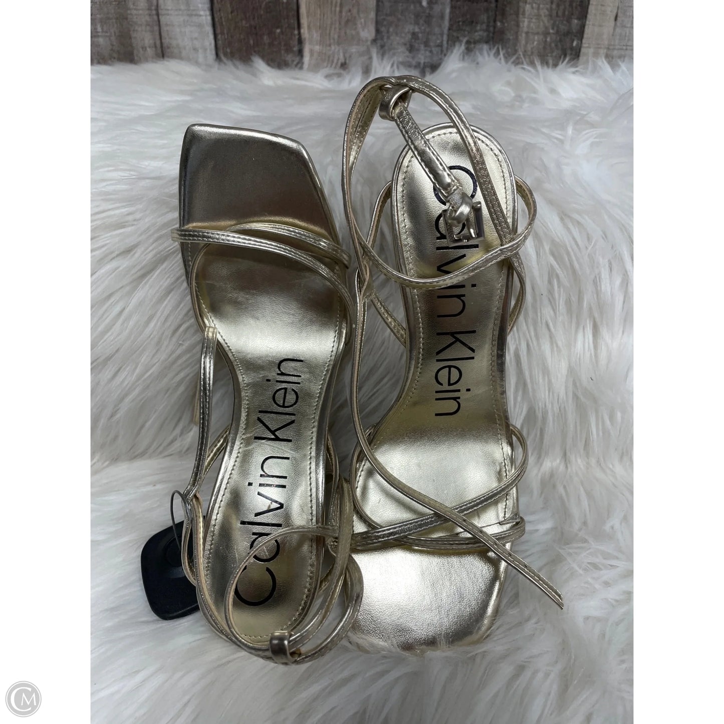Shoes Heels Stiletto By Calvin Klein In Gold, Size: 8